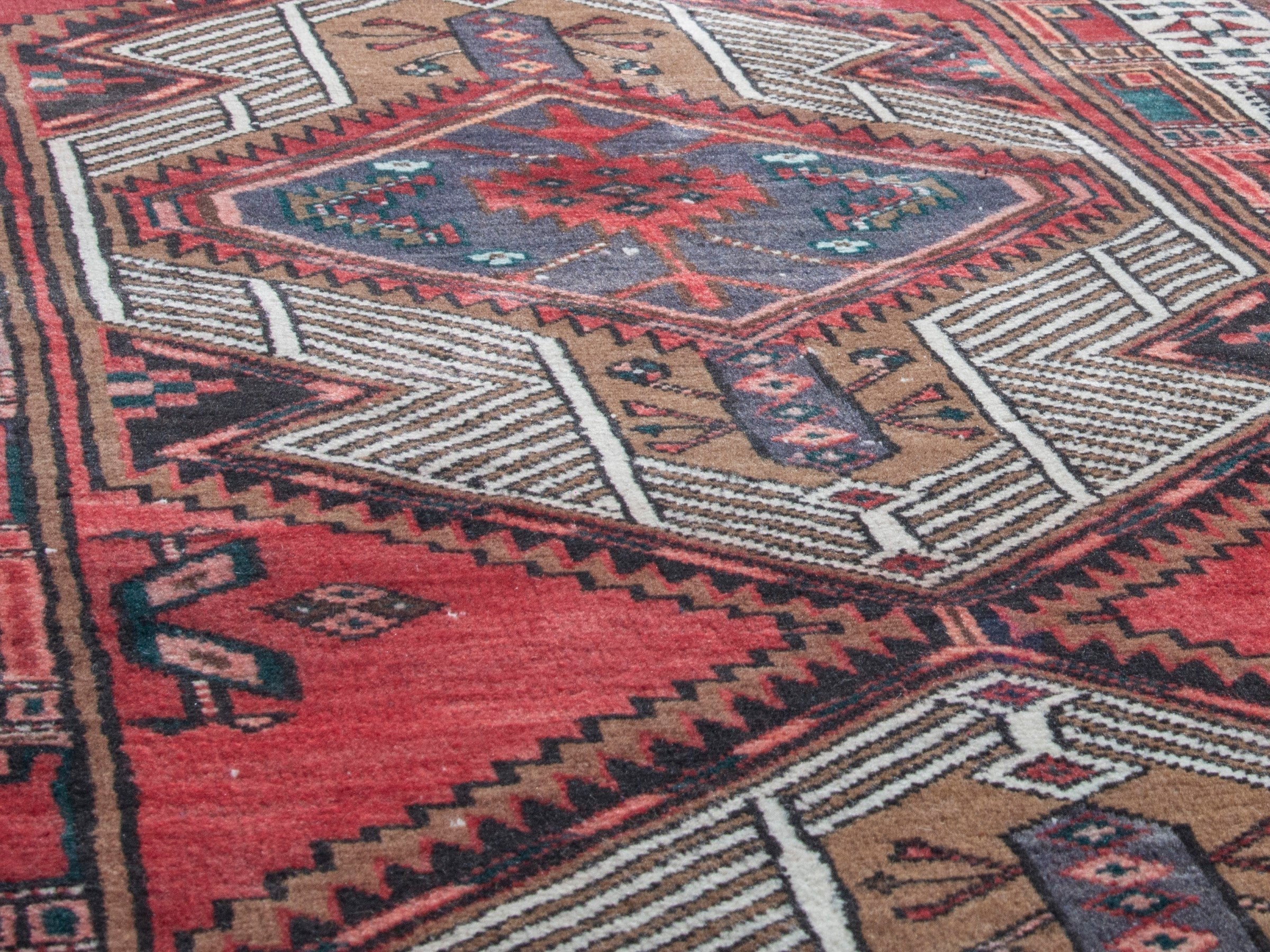 Persian Ardabil runner rug in deep red and cream, view 8 of 18