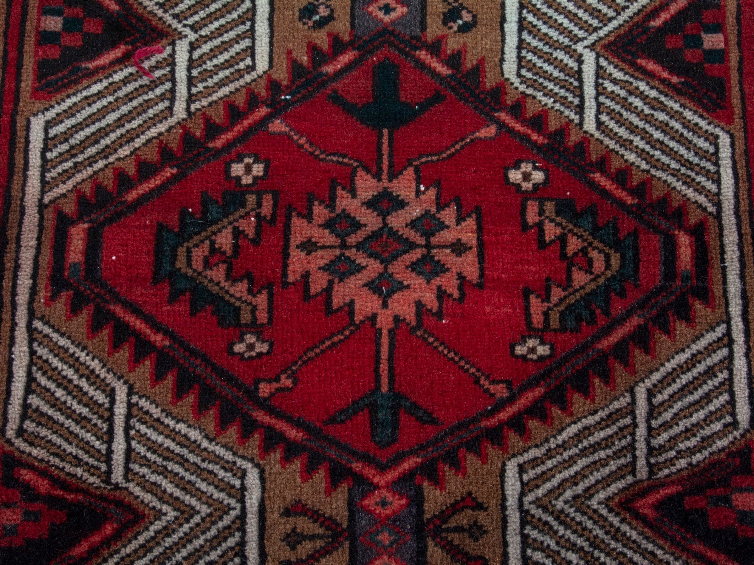 Persian Ardabil runner rug in deep red and cream, view 11 of 18