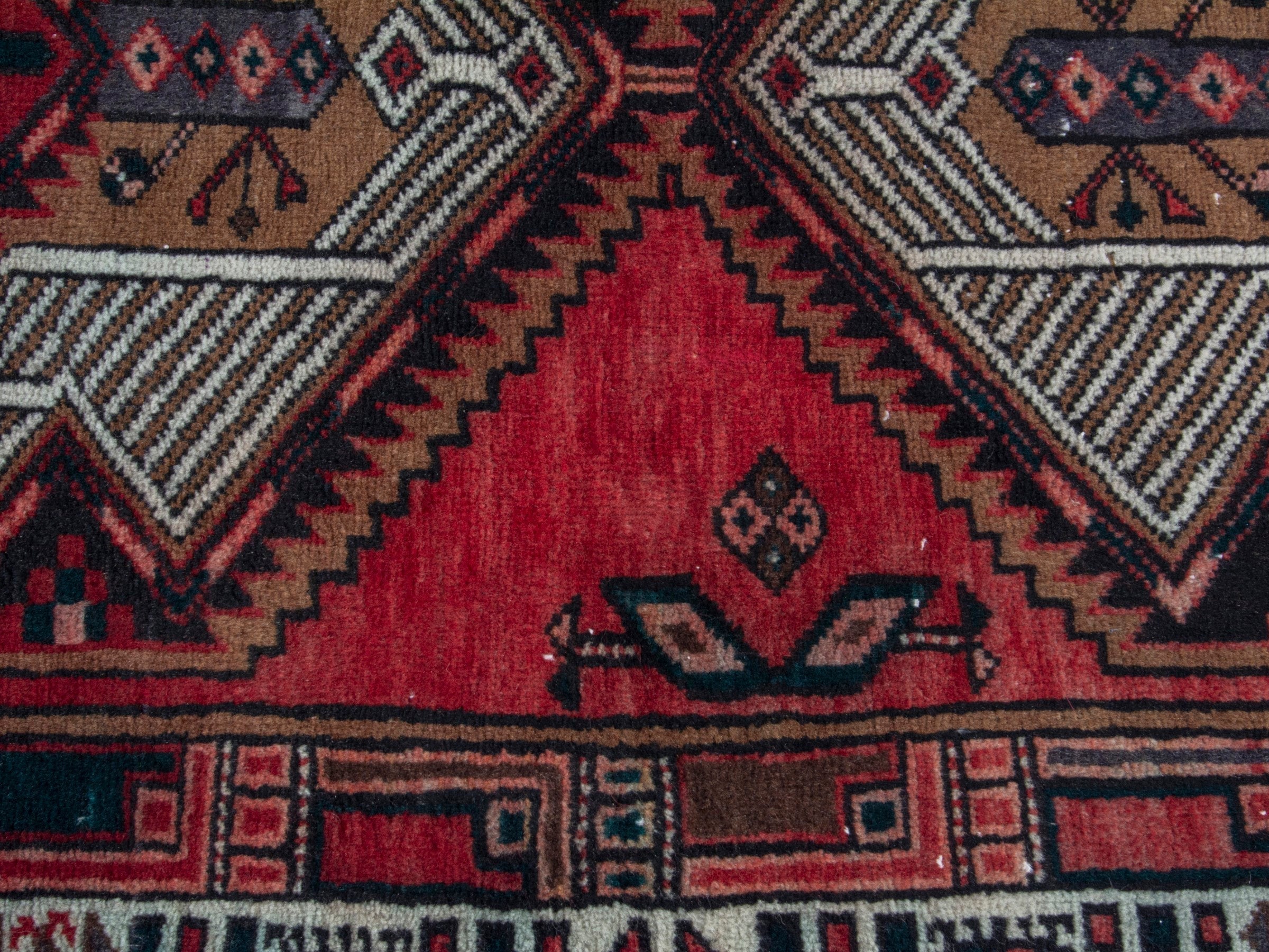 Persian Ardabil runner rug in deep red and cream, view 12 of 18