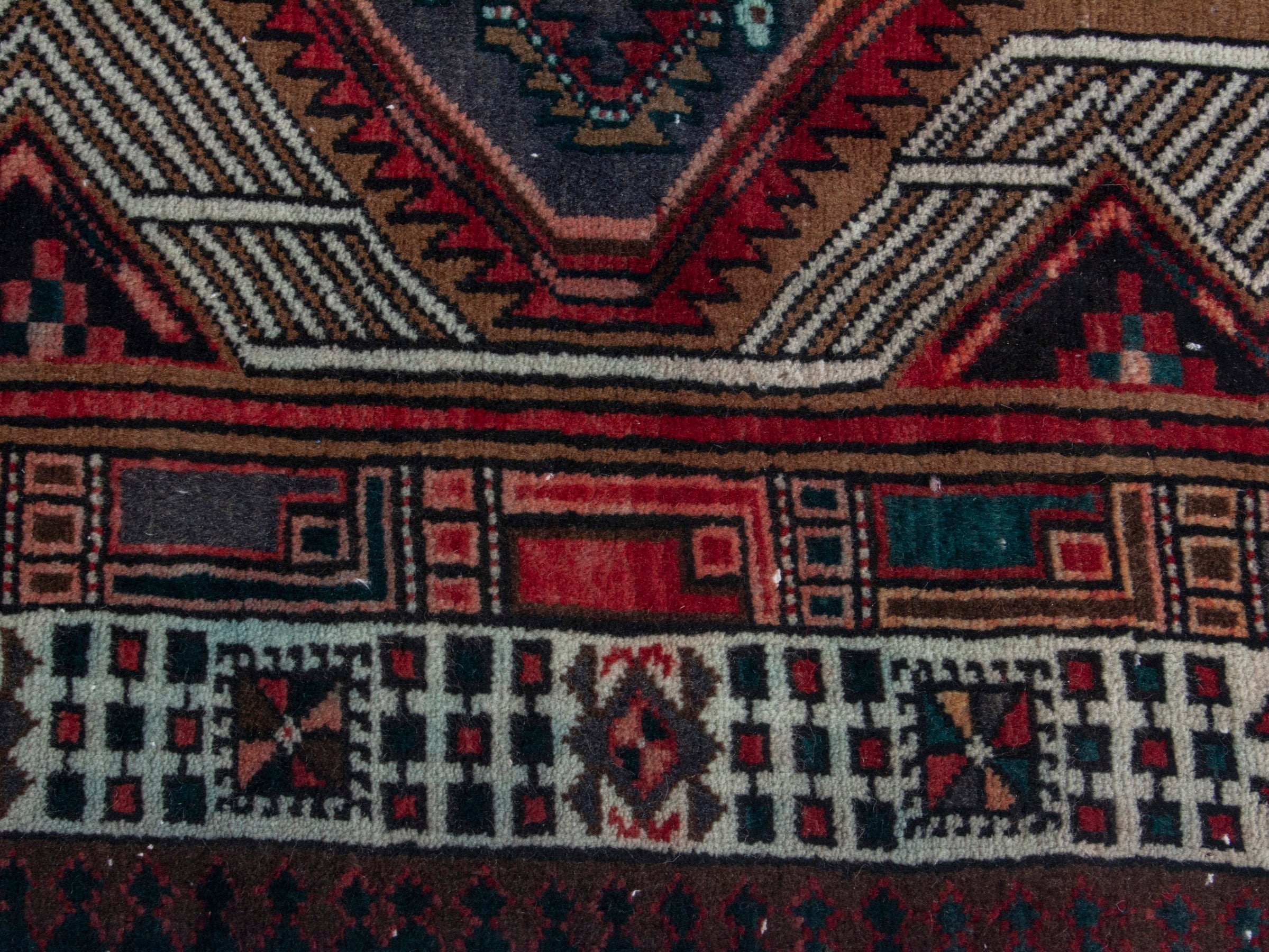 Persian Ardabil runner rug in deep red and cream, view 13 of 18