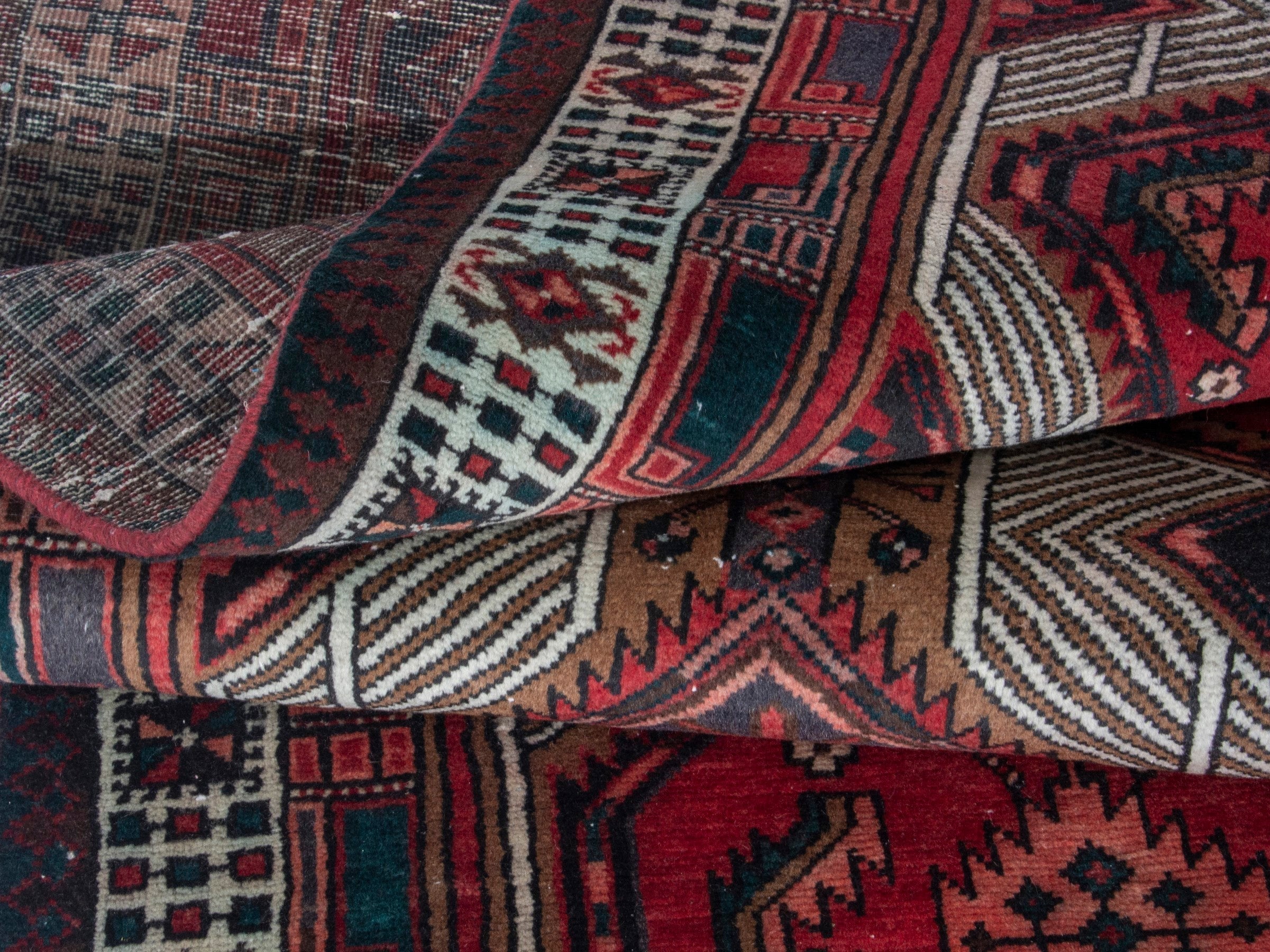 Persian Ardabil runner rug in deep red and cream, view 15 of 18