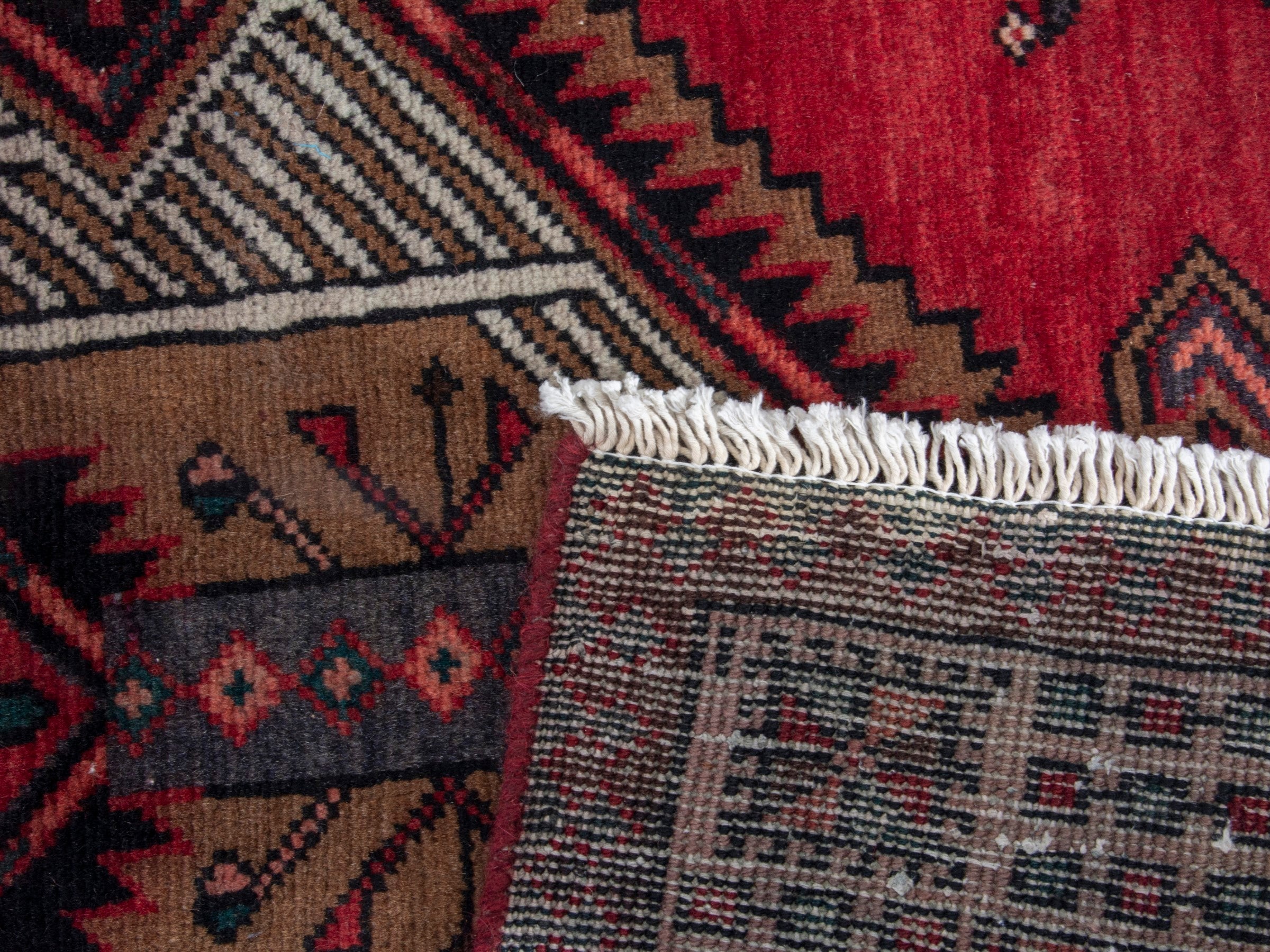 Persian Ardabil runner rug in deep red and cream, view 18 of 18