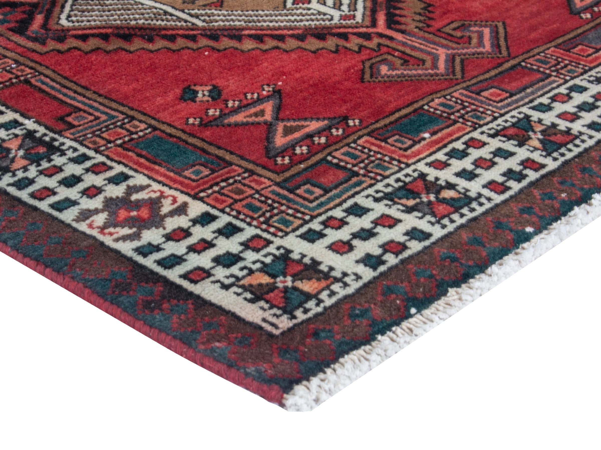 Persian Ardabil runner rug in deep red and cream, view 5 of 18