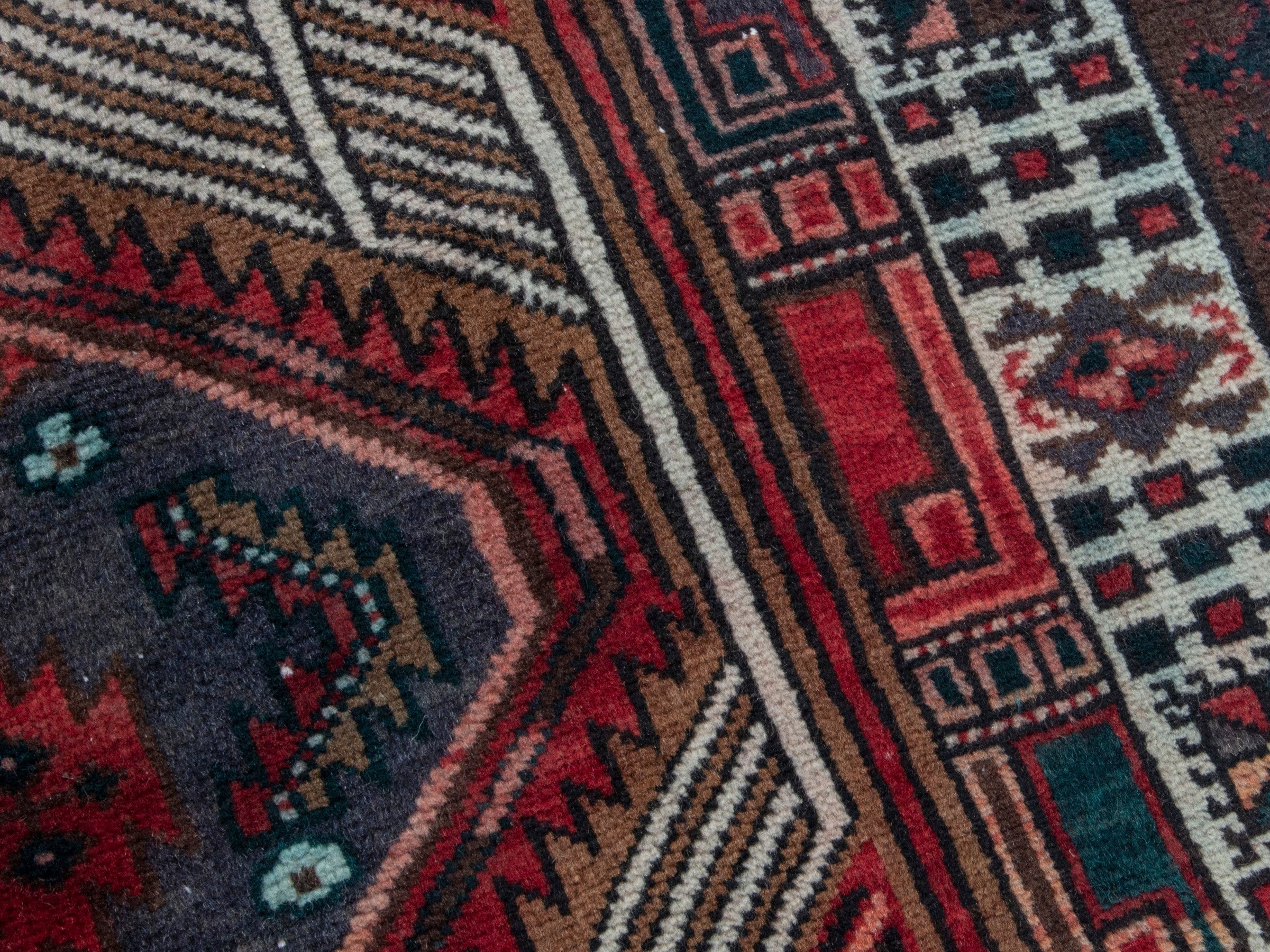 Persian Ardabil runner rug in deep red and cream, view 9 of 18