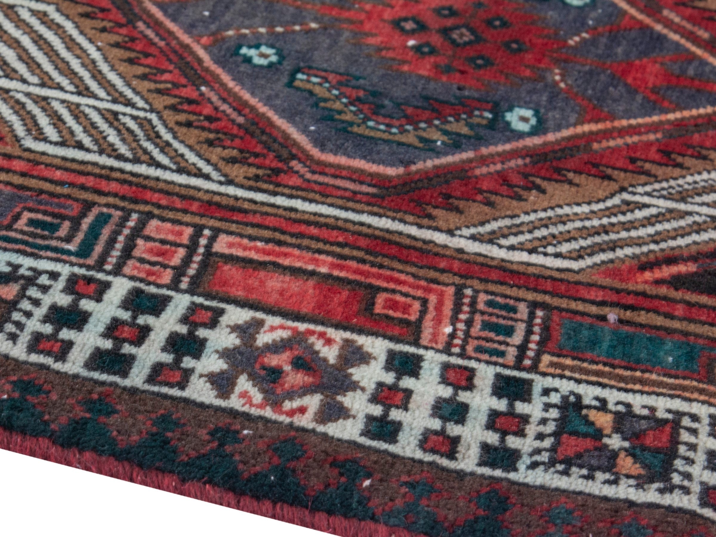 Persian Ardabil runner rug in deep red and cream, view 6 of 18