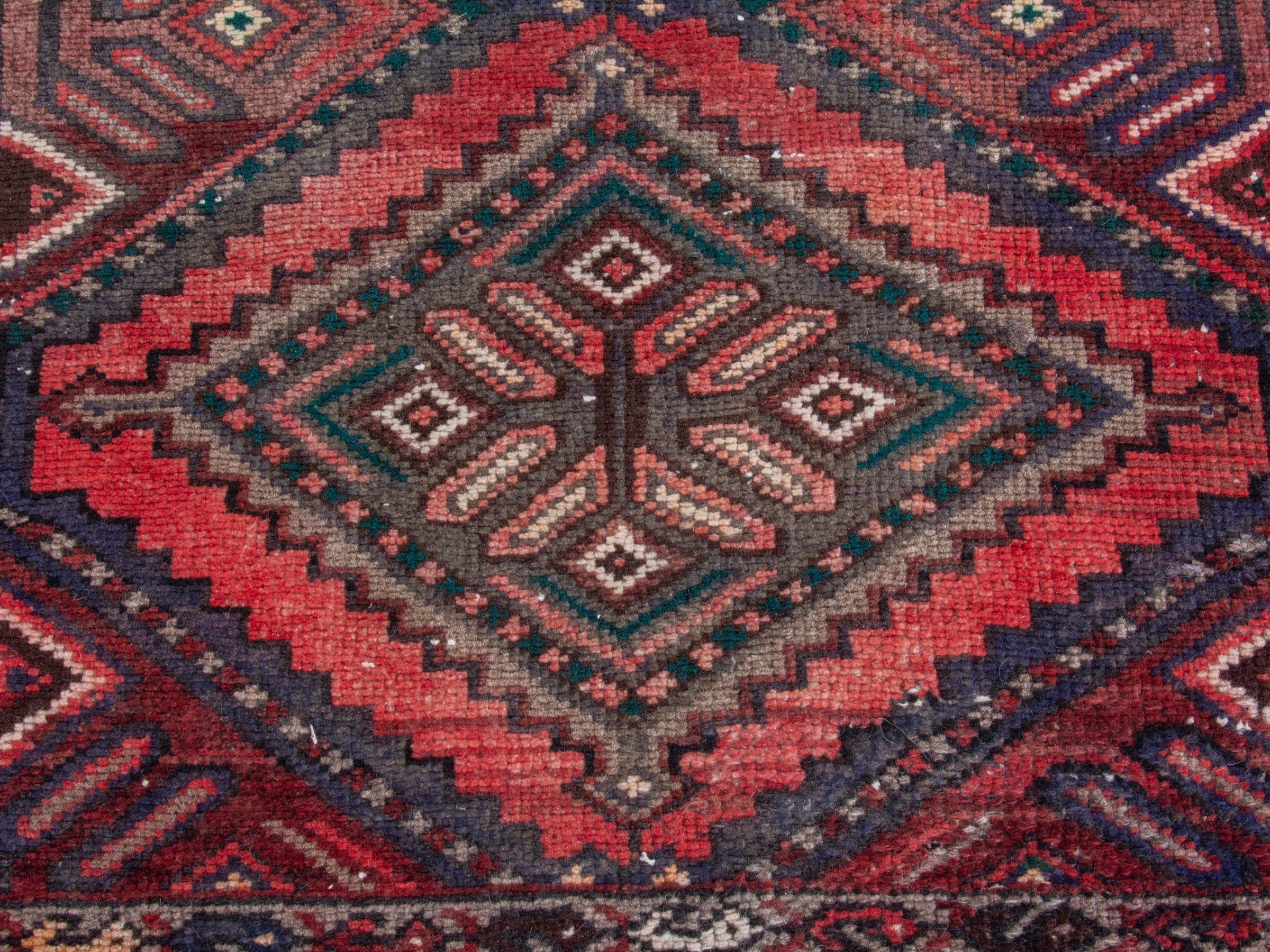 Persian Hamedan runner rug in cream and rust, view 11 of 17