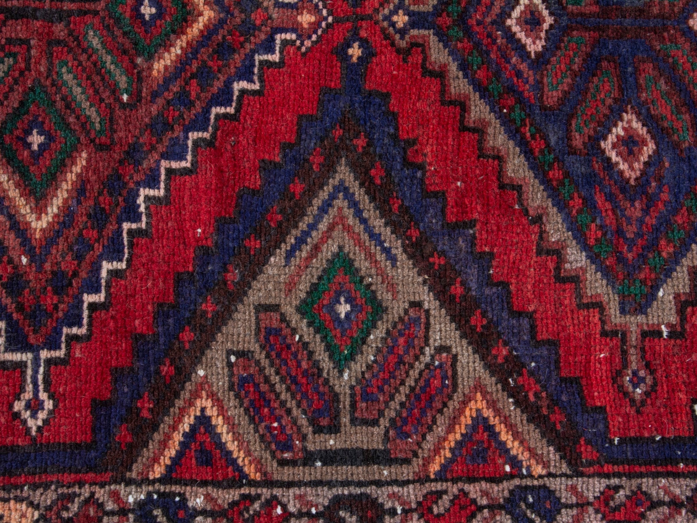 Persian Hamedan runner rug in cream and rust, view 12 of 17