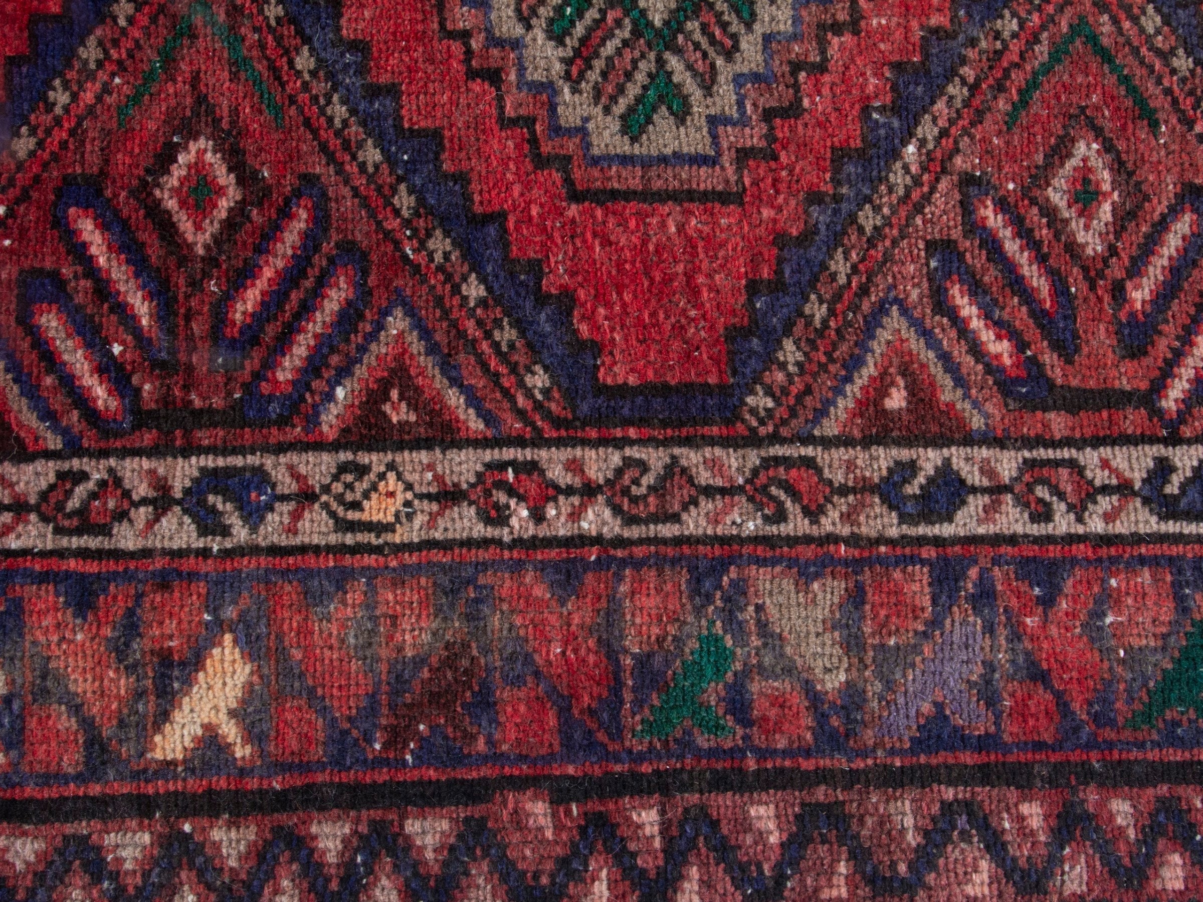 Persian Hamedan runner rug in cream and rust, view 13 of 17