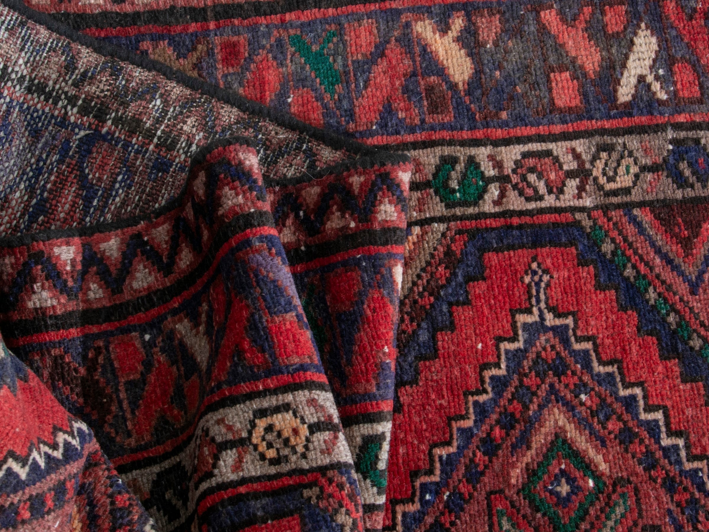 Persian Hamedan runner rug in cream and rust, view 14 of 17
