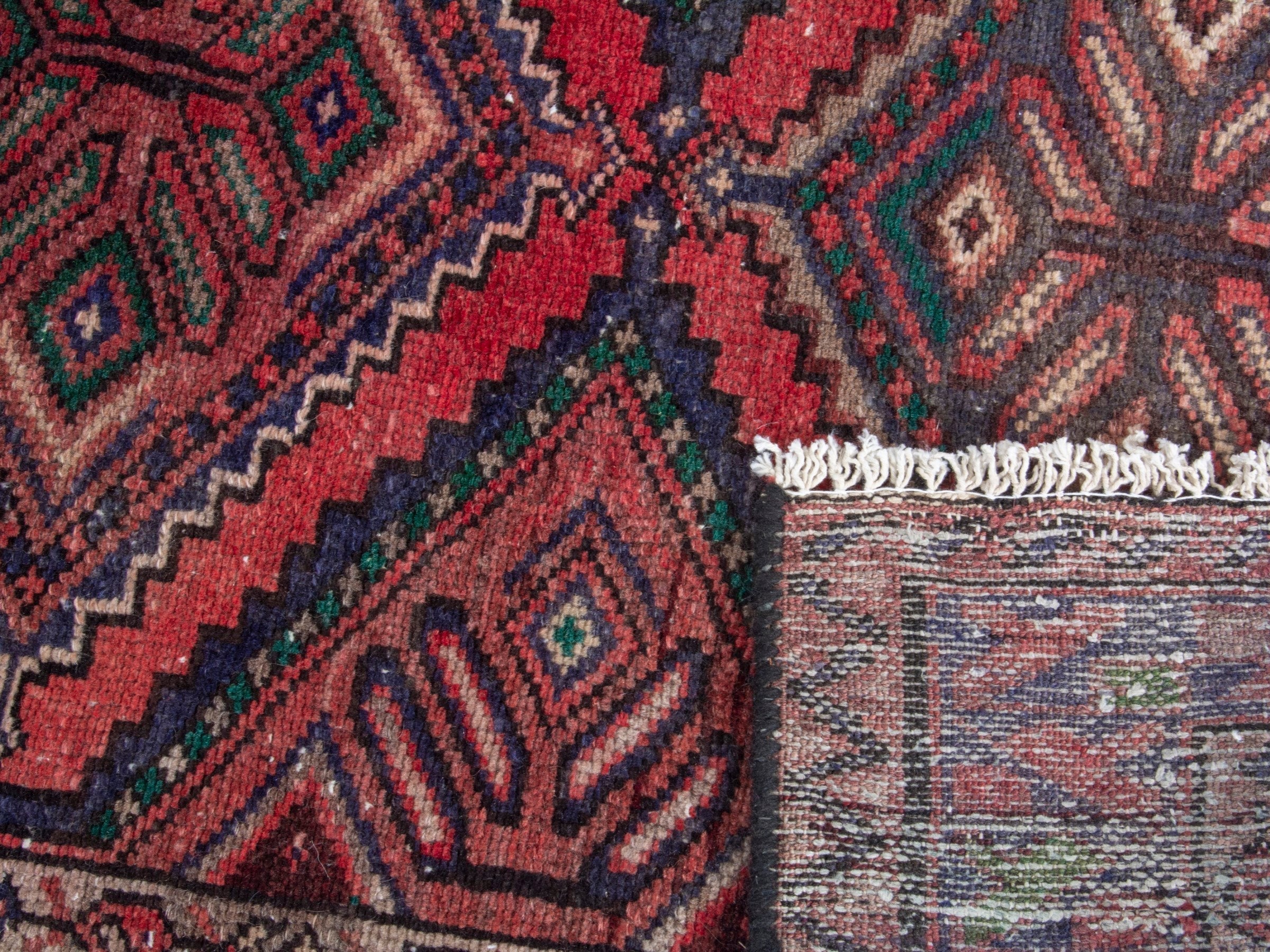 Persian Hamedan runner rug in cream and rust, view 17 of 17
