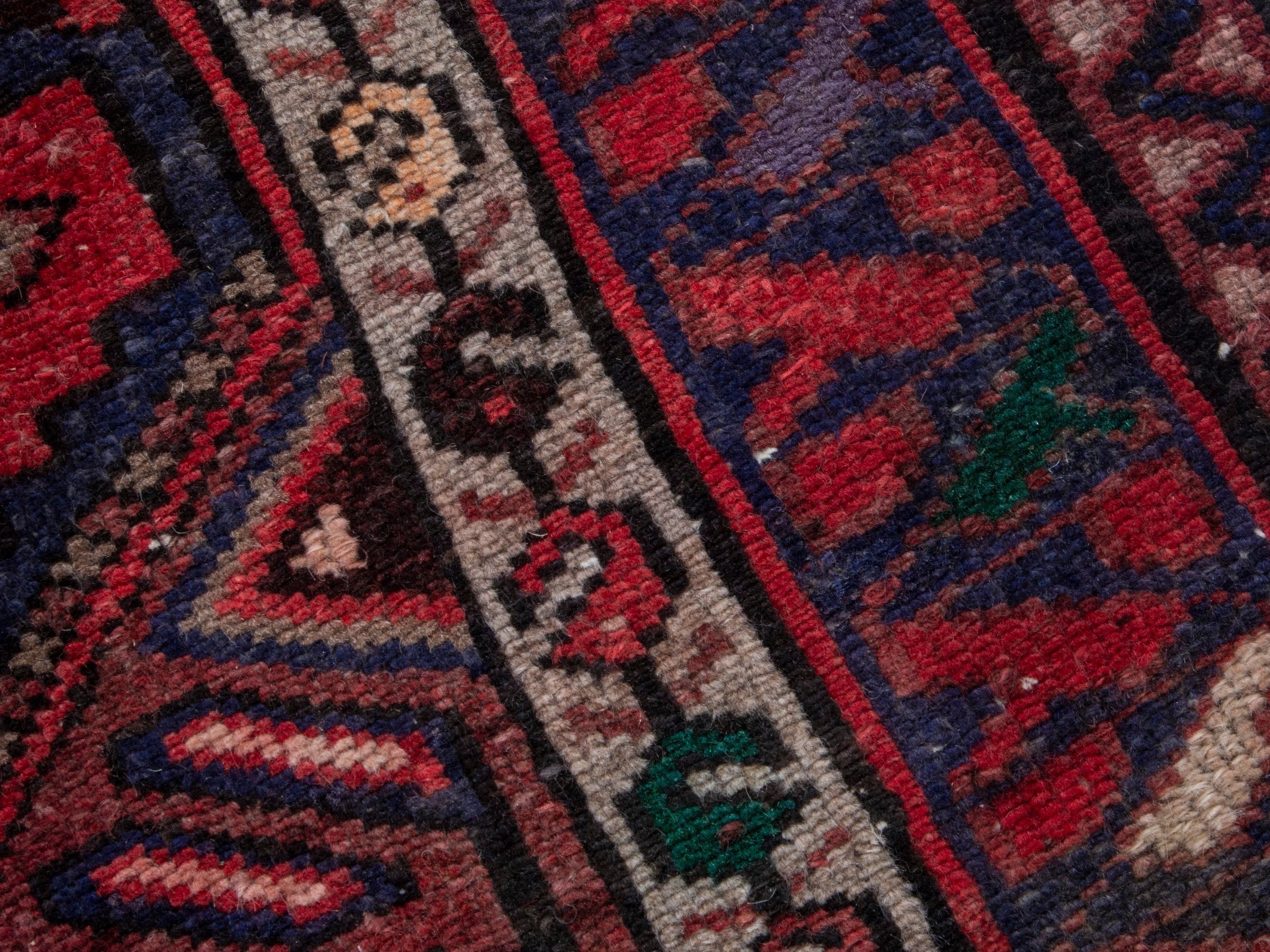 Persian Hamedan runner rug in cream and rust, view 9 of 17