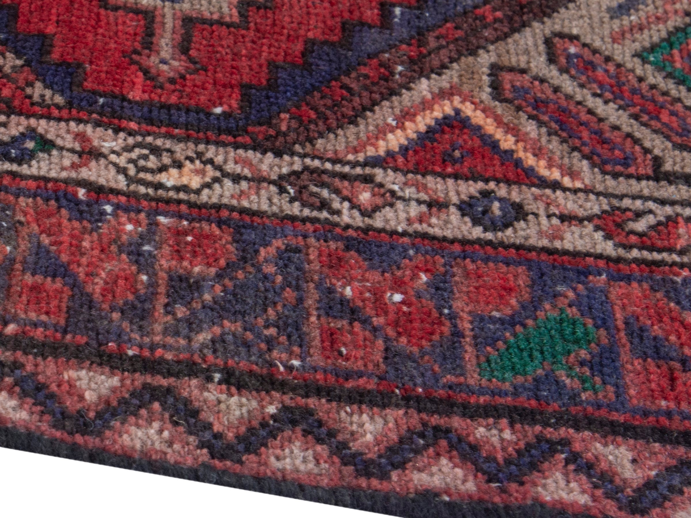 Persian Hamedan runner rug in cream and rust, view 6 of 17