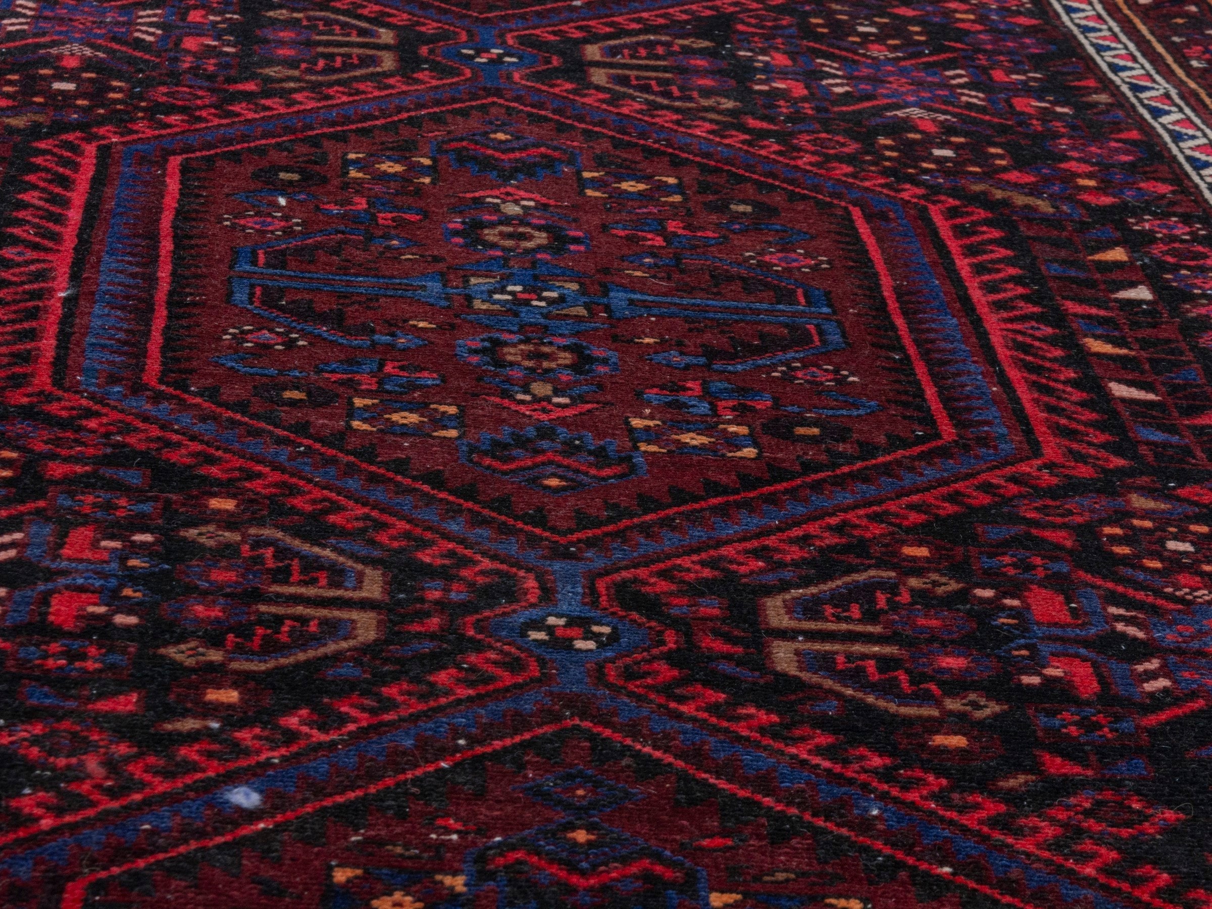 Persian Zanjan runner rug in burgundy and brick, view 8 of 19