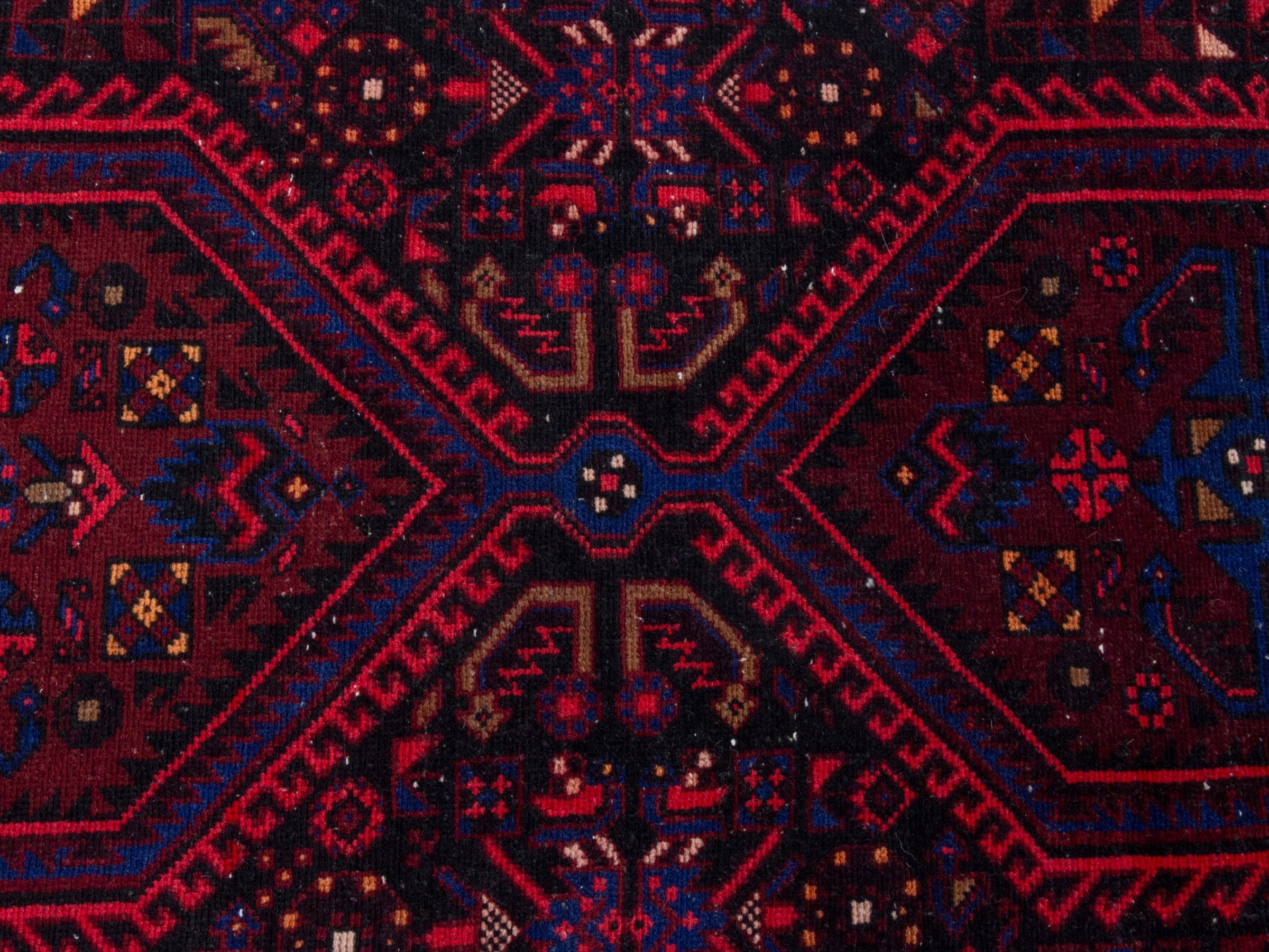 Persian Zanjan runner rug in burgundy and brick, view 13 of 19