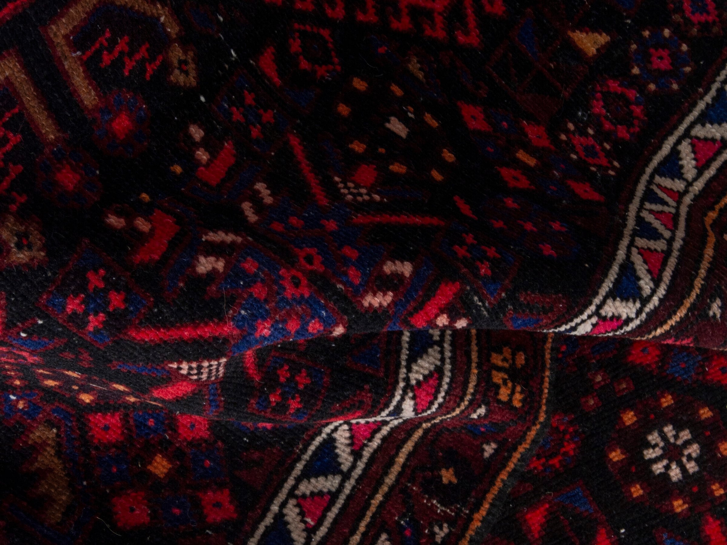 Persian Zanjan runner rug in burgundy and brick, view 17 of 19
