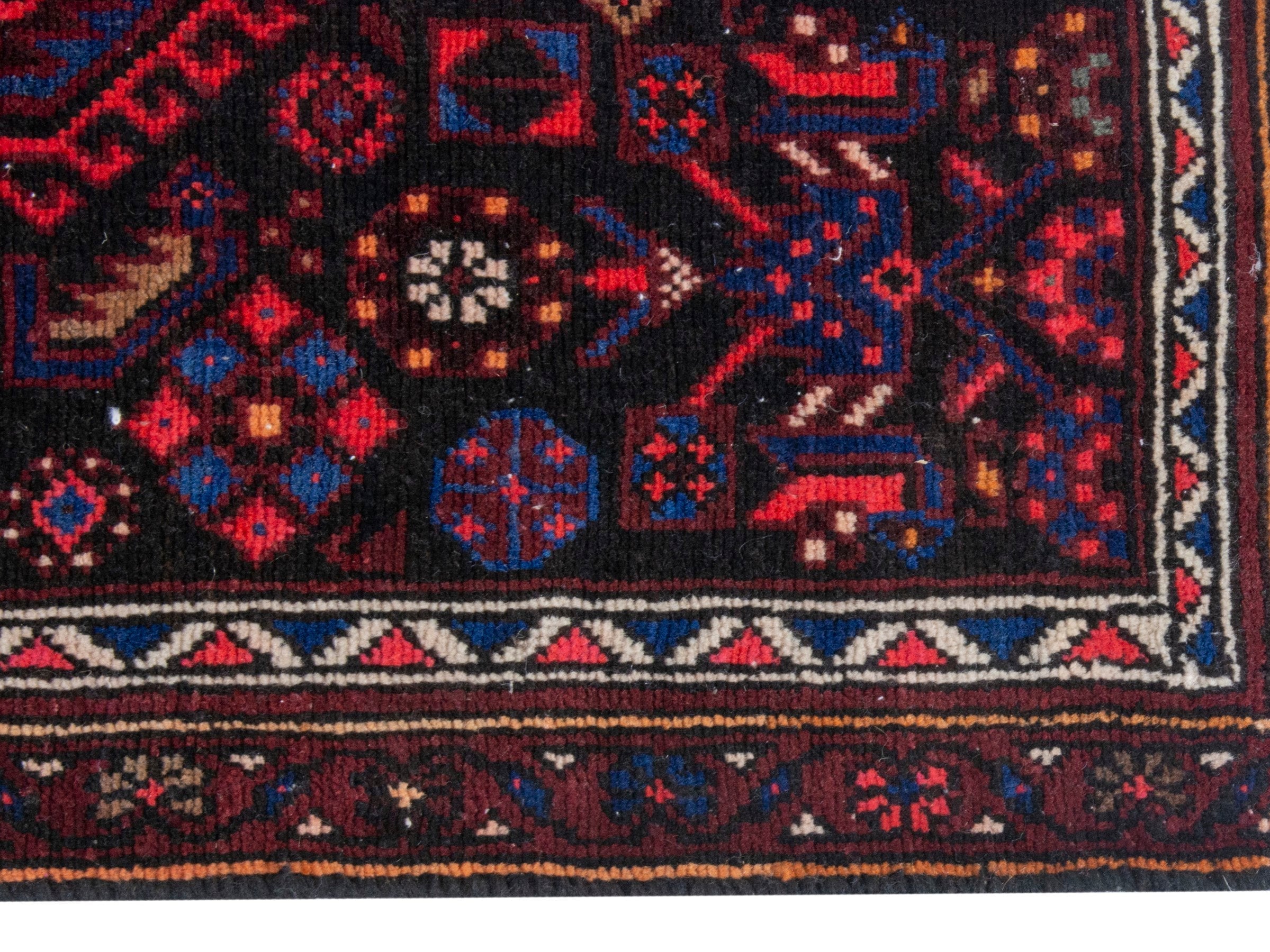 Persian Zanjan runner rug in burgundy and brick, view 10 of 19