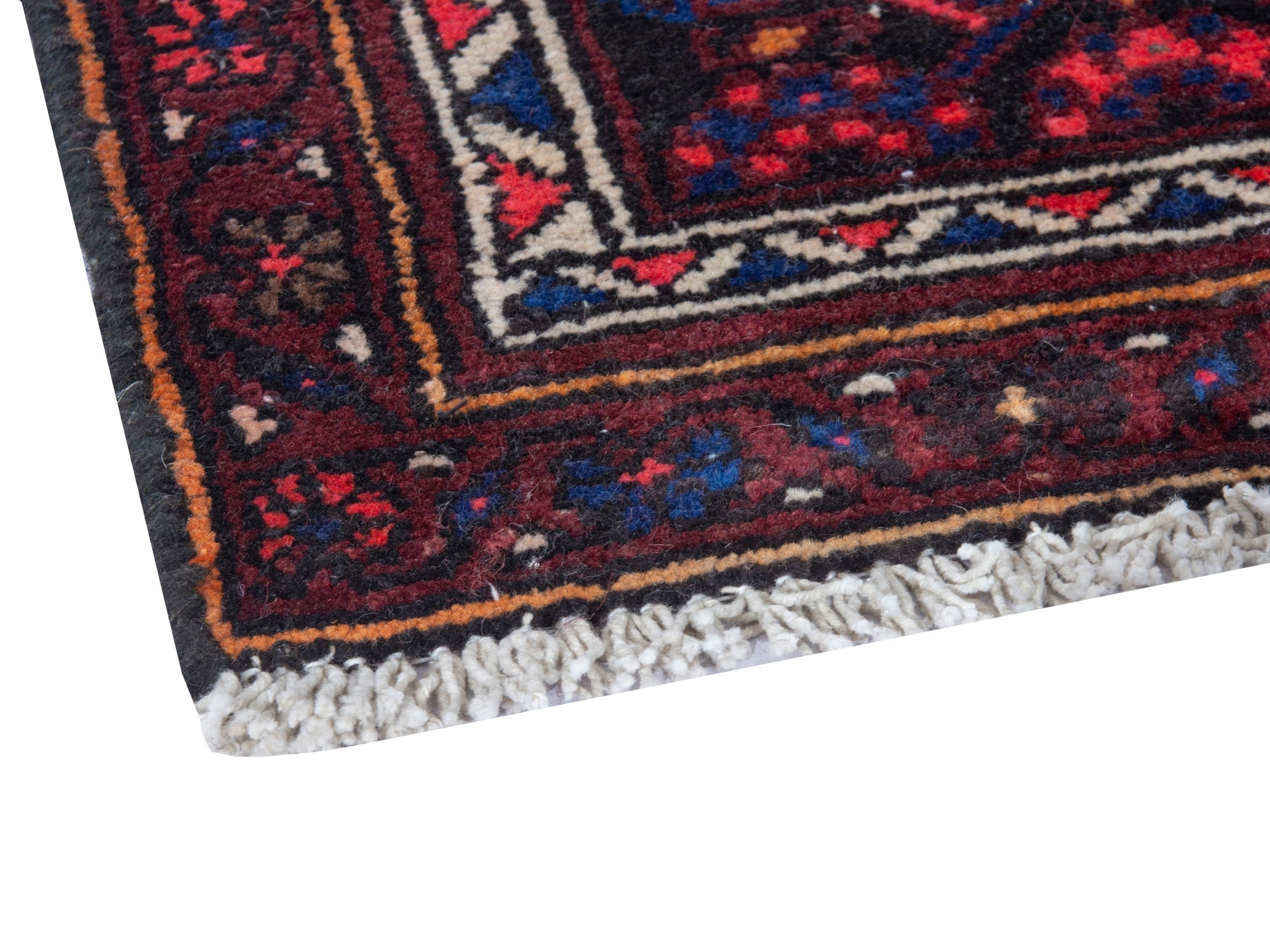 Persian Zanjan runner rug in burgundy and brick, view 5 of 19