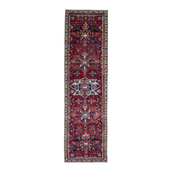 Persian Goravan runner rug in burgundy and deep red, 2'11" x 10'6"