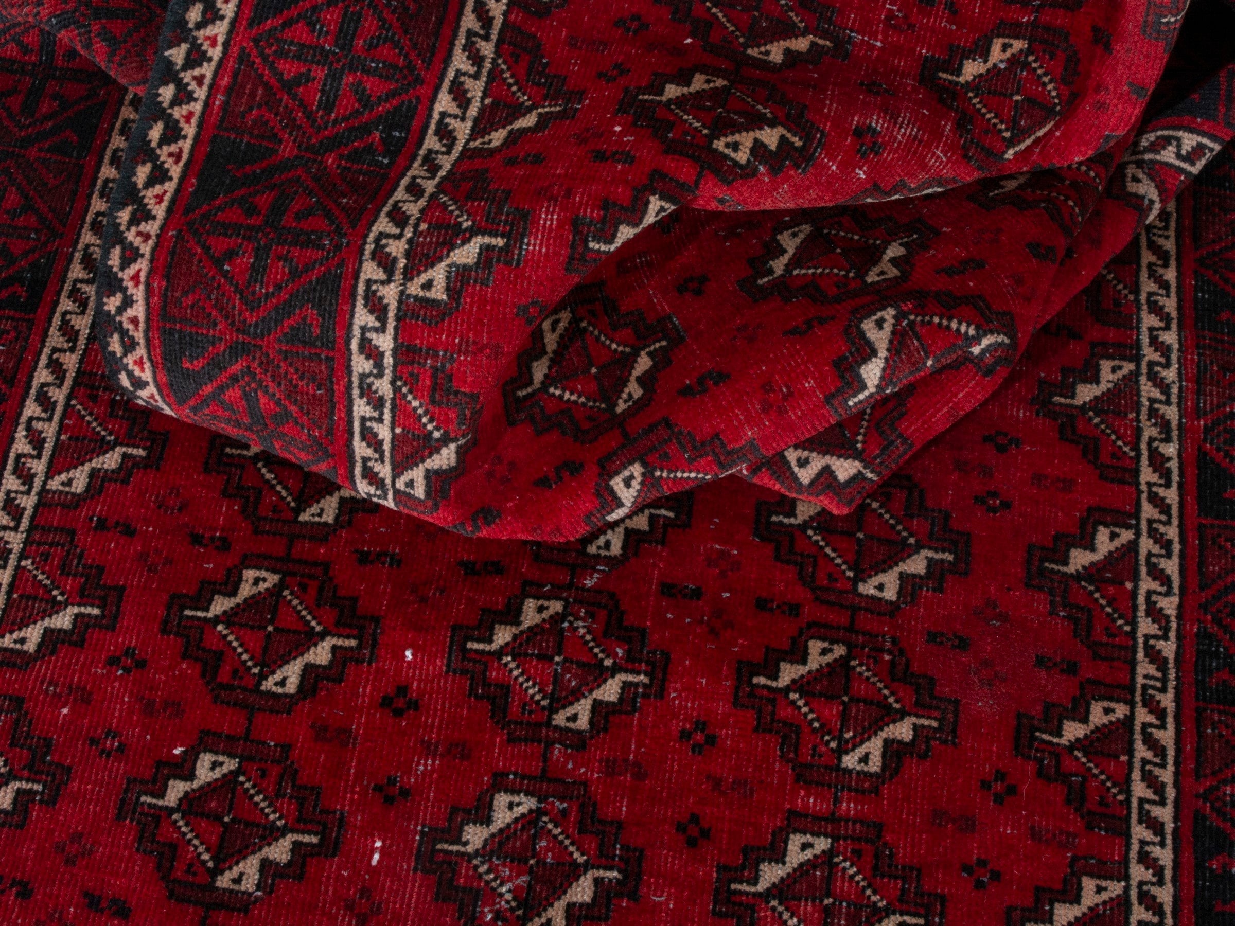 Persian Baluch runner rug in deep red and burgundy, view 15 of 18