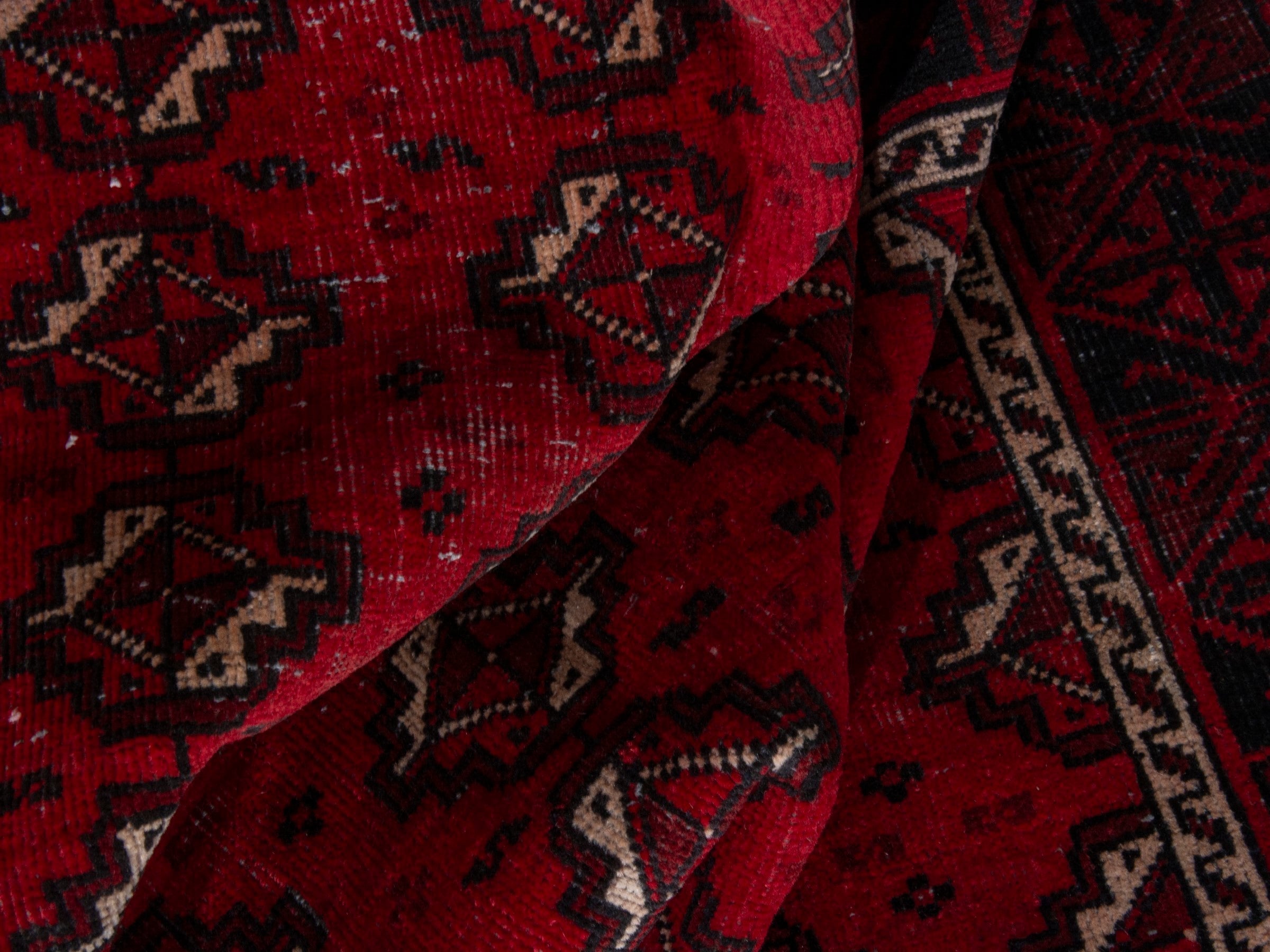 Persian Baluch runner rug in deep red and burgundy, view 16 of 18