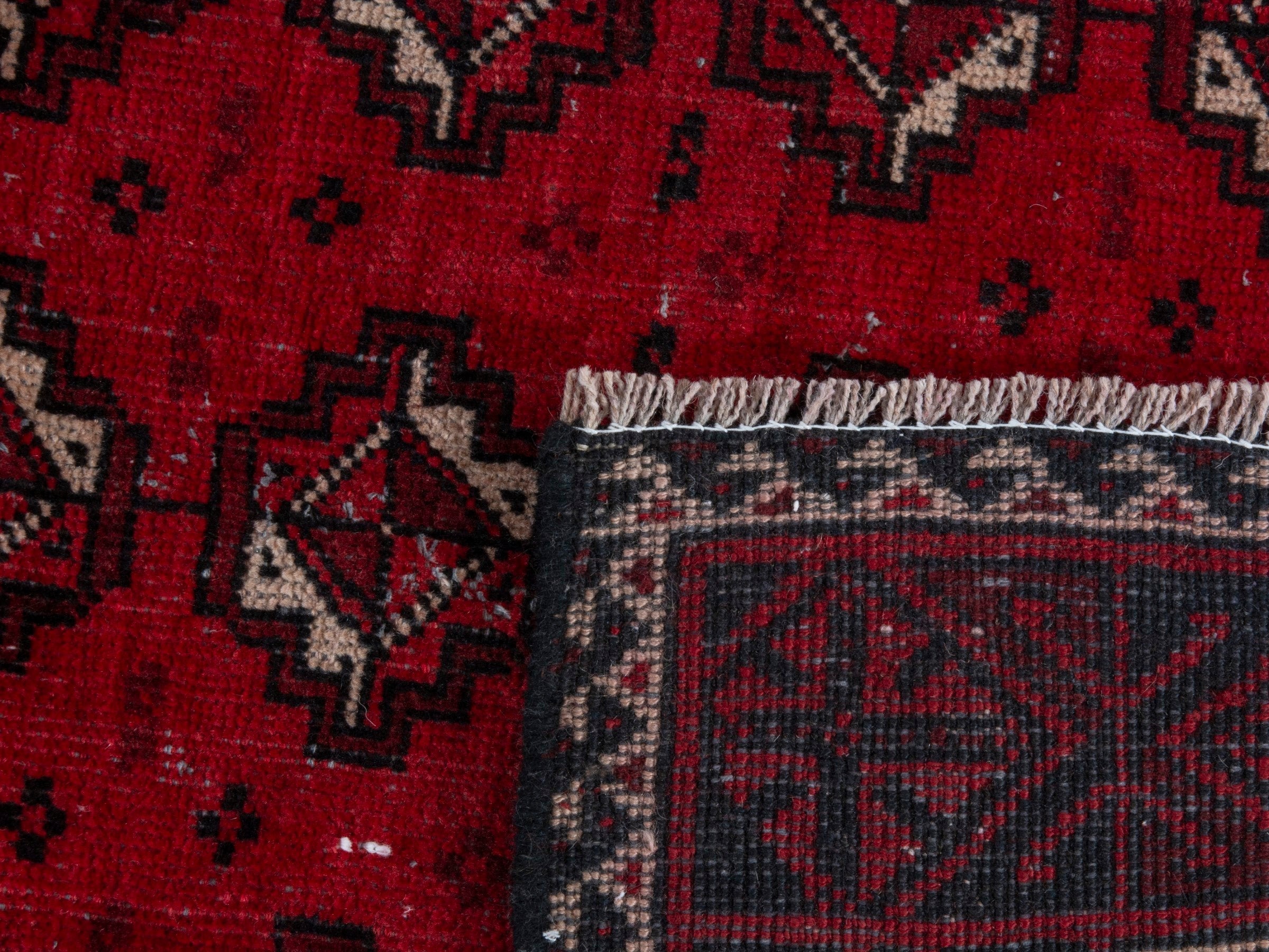 Persian Baluch runner rug in deep red and burgundy, view 18 of 18