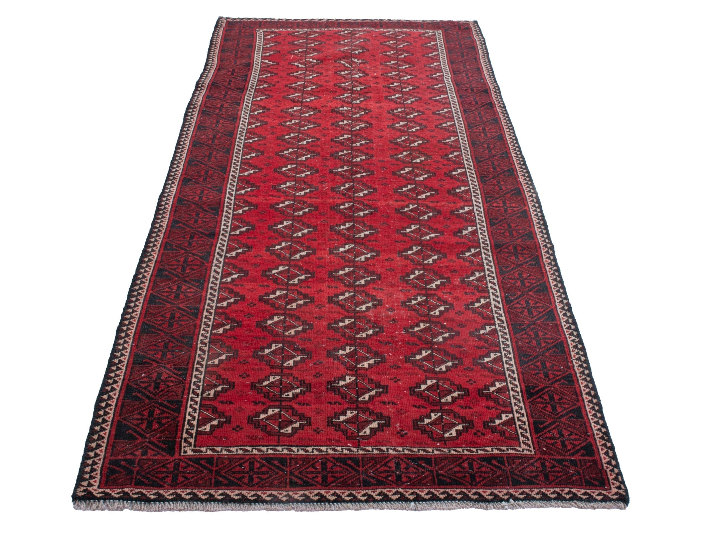 Persian Baluch runner rug in deep red and burgundy, view 2 of 18