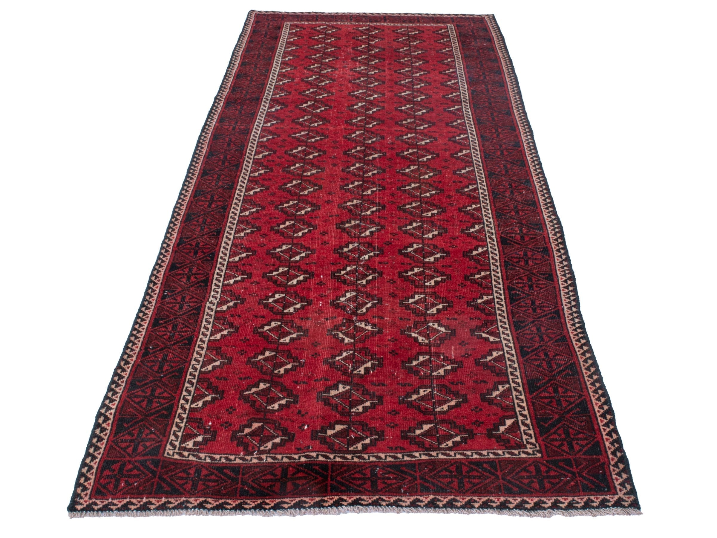 Persian Baluch runner rug in deep red and burgundy, view 3 of 18