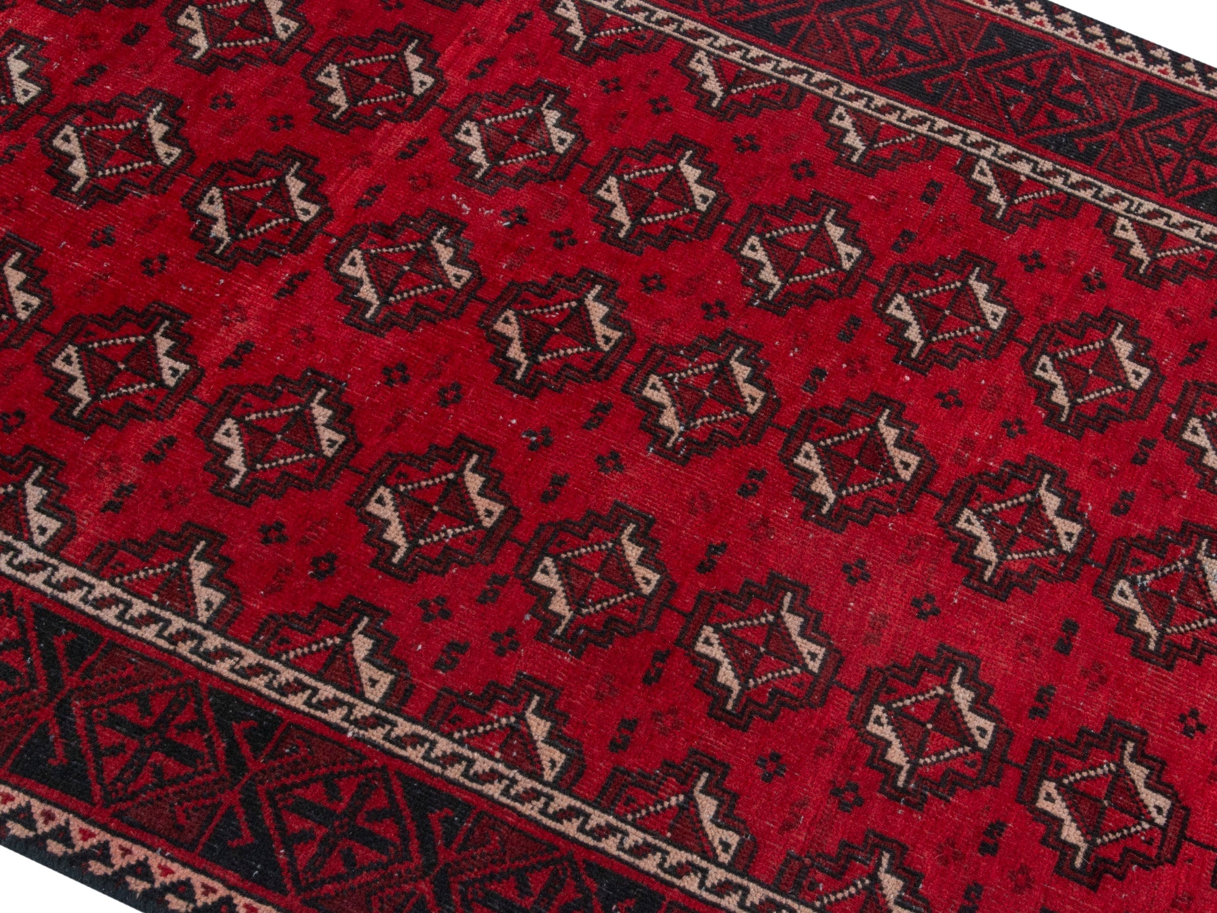 Persian Baluch runner rug in deep red and burgundy, view 4 of 18