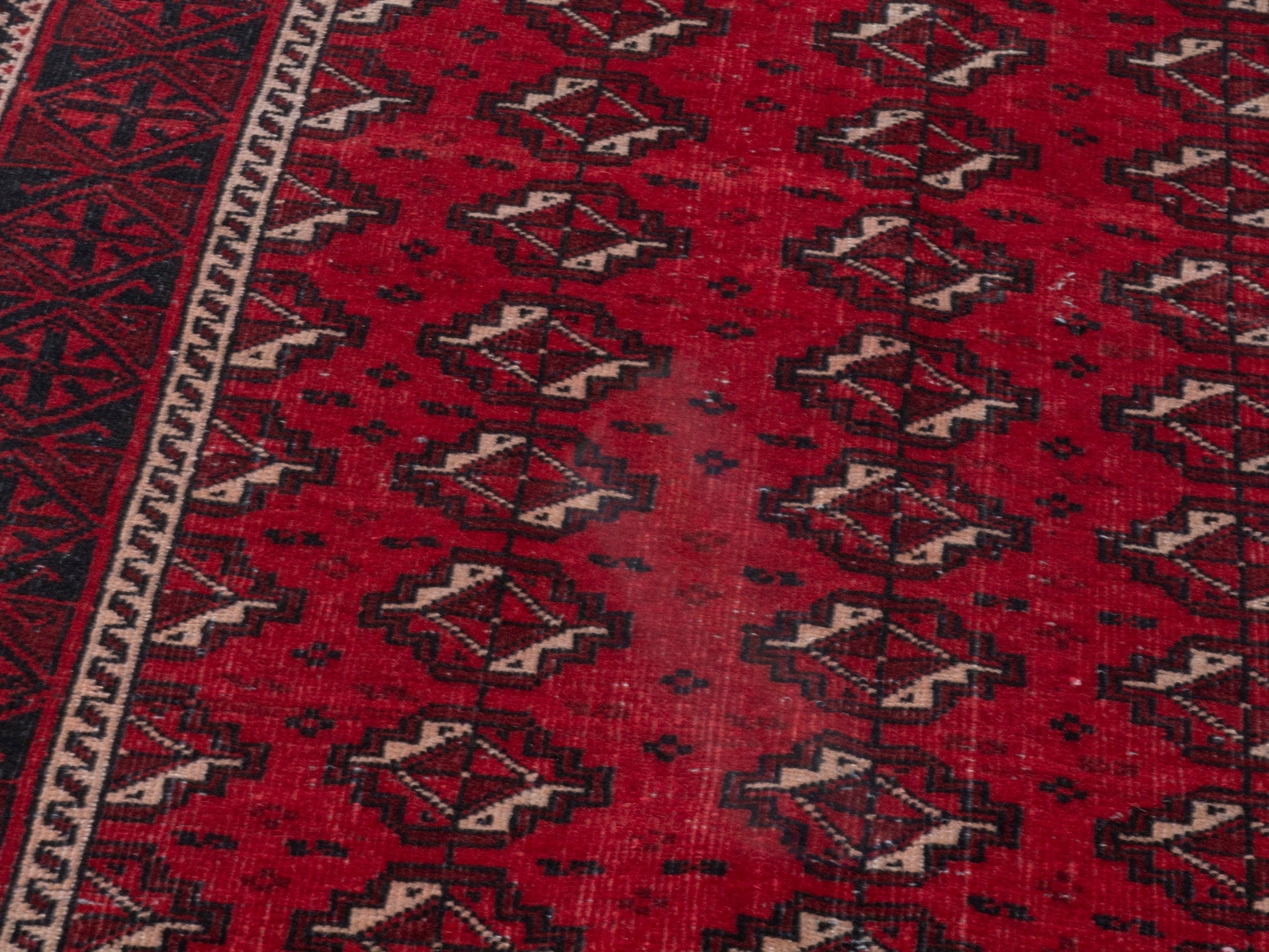 Persian Baluch runner rug in deep red and burgundy, view 9 of 18
