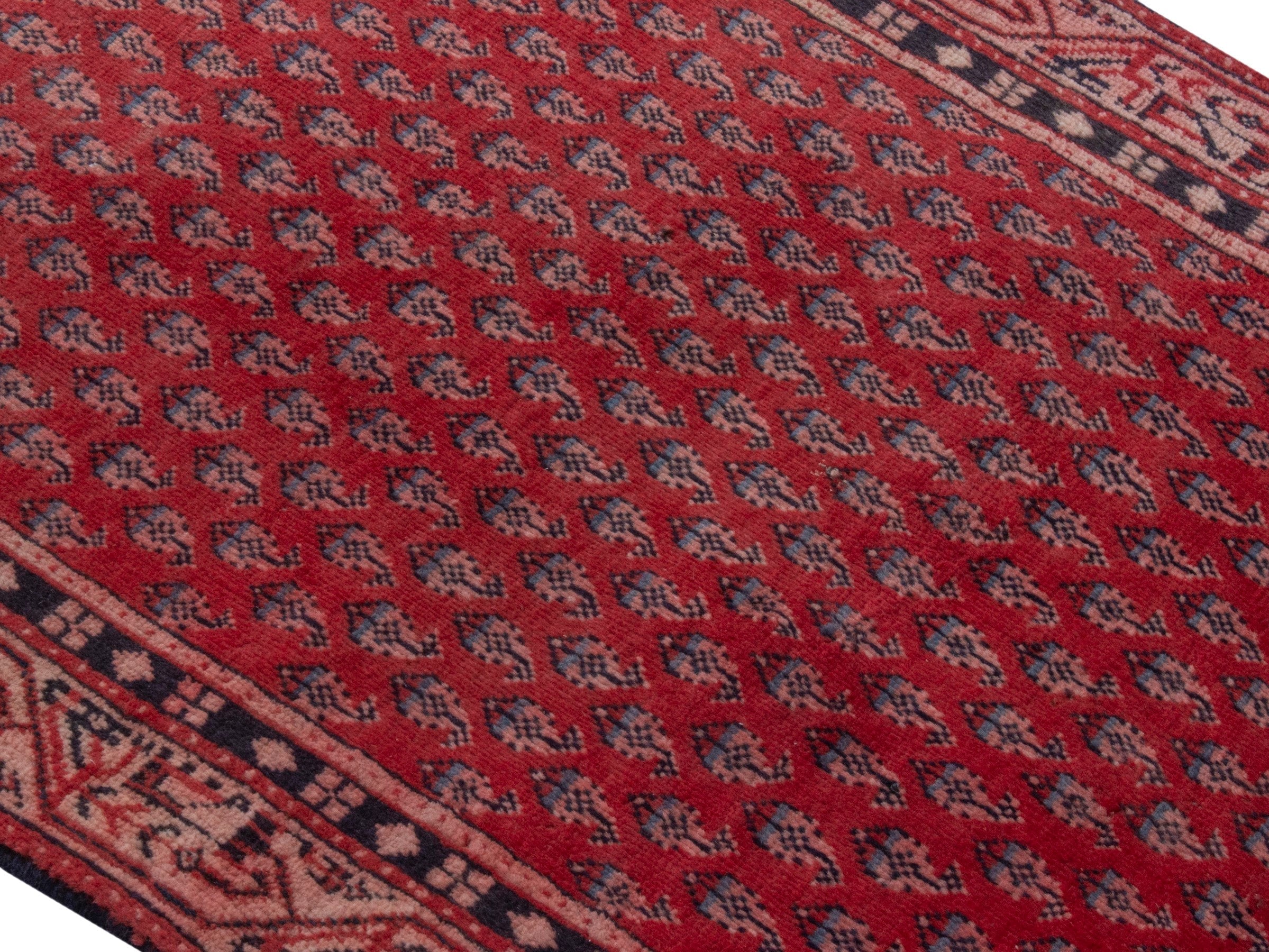 Persian Arak runner rug in deep red and burgundy, view 4 of 18