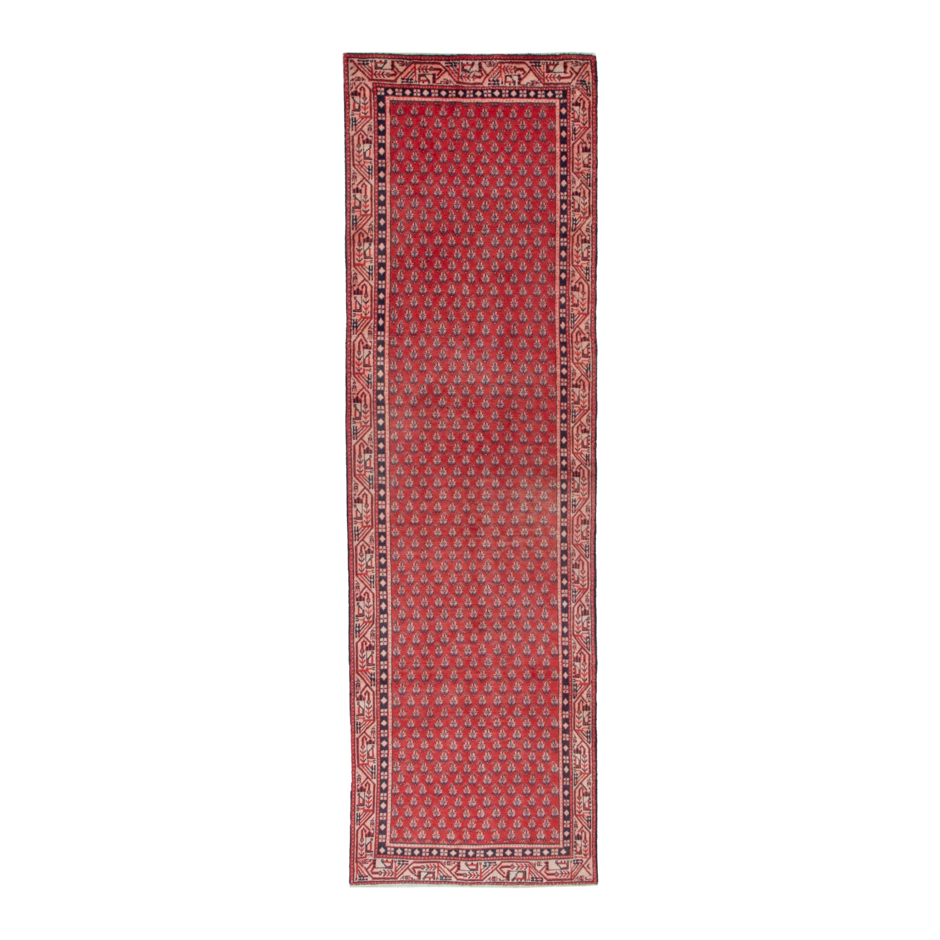Persian Arak runner rug in deep red and burgundy, 2'11" x 9'10"