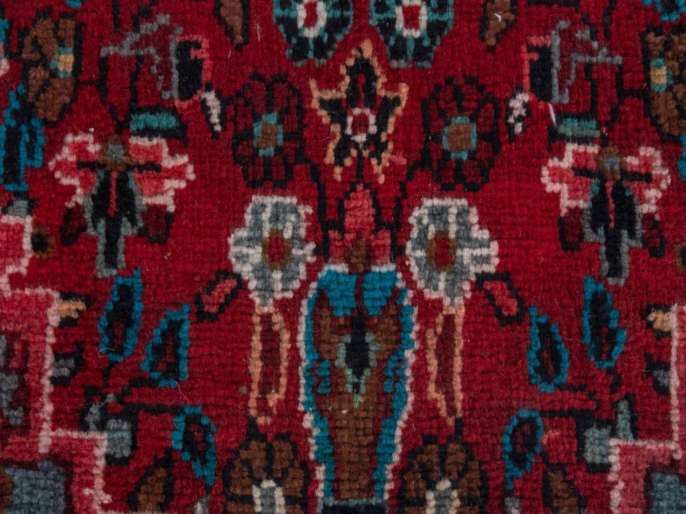 Persian Hamedan runner rug in deep red and off-white, view 11 of 18