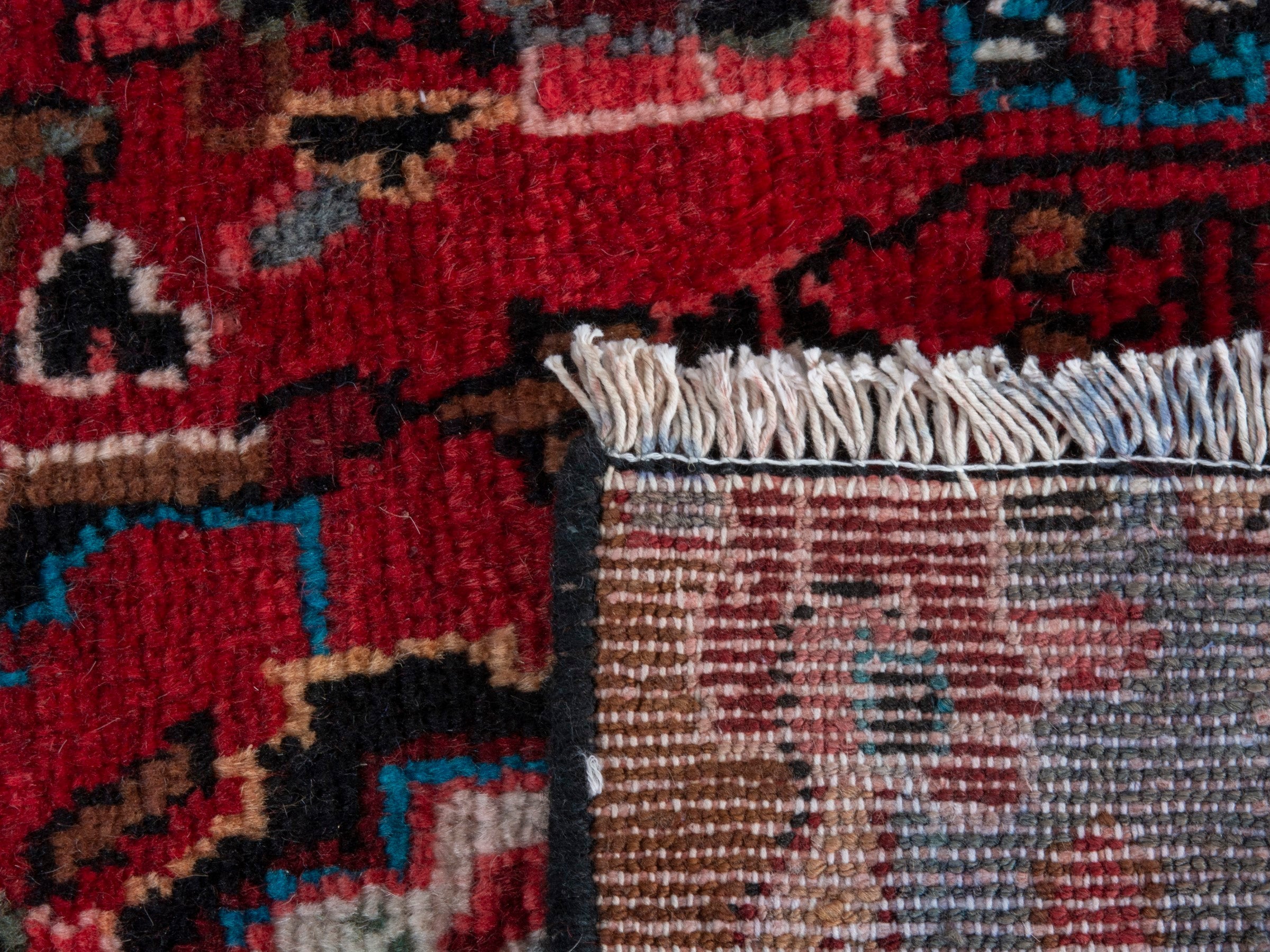 Persian Hamedan runner rug in deep red and off-white, view 18 of 18
