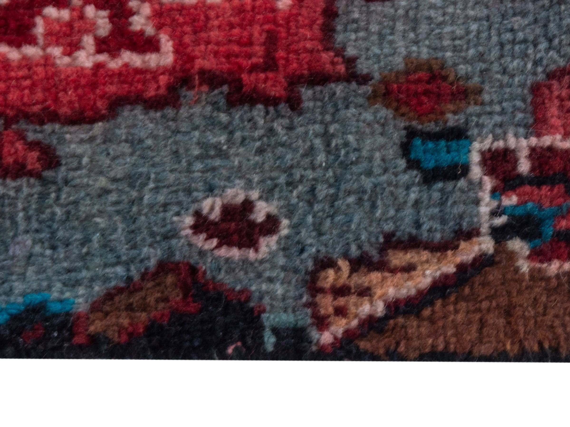 Persian Hamedan runner rug in deep red and off-white, view 10 of 18