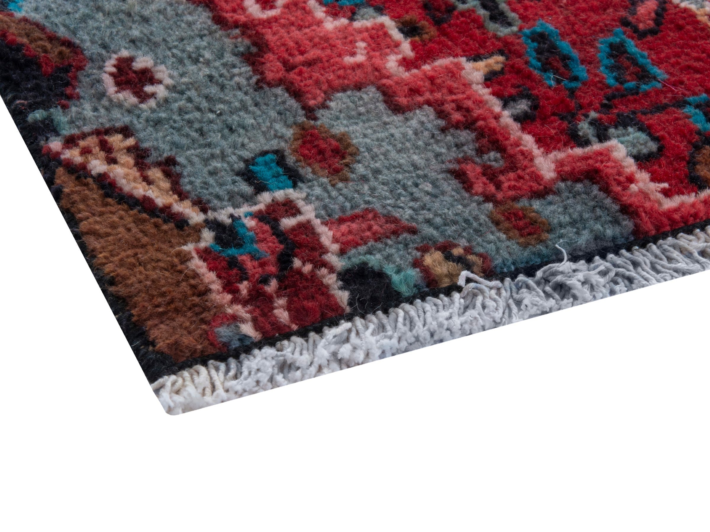 Persian Hamedan runner rug in deep red and off-white, view 5 of 18