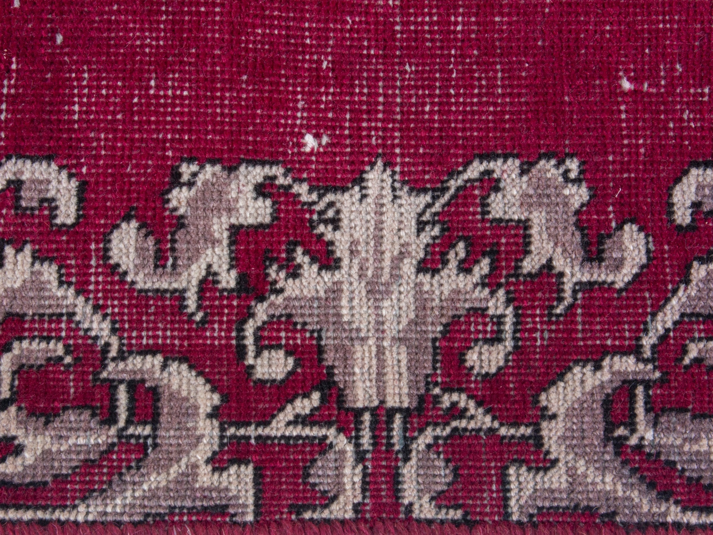 Persian Tabriz runner rug in burgundy and cream, view 13 of 17