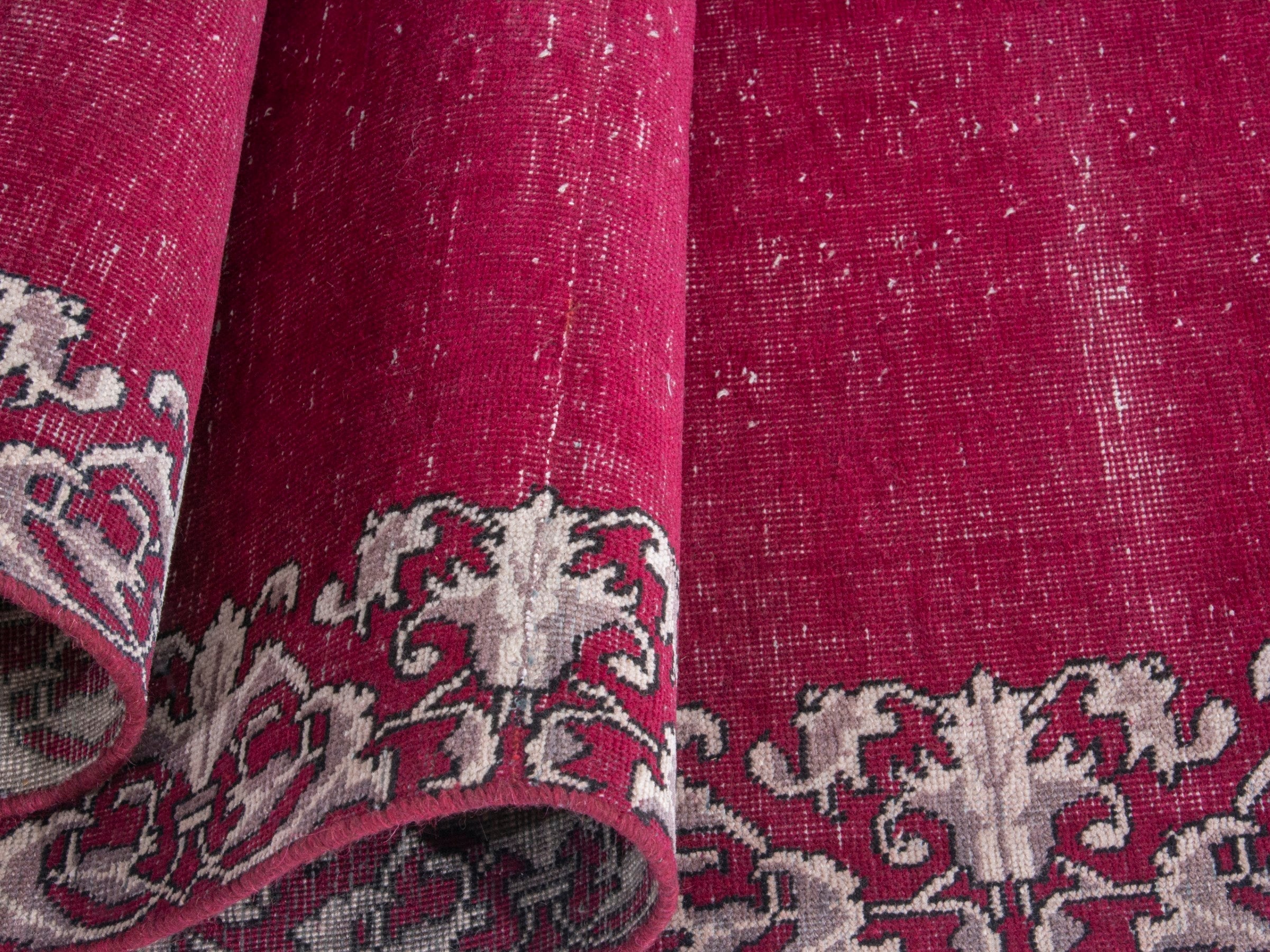 Persian Tabriz runner rug in burgundy and cream, view 14 of 17