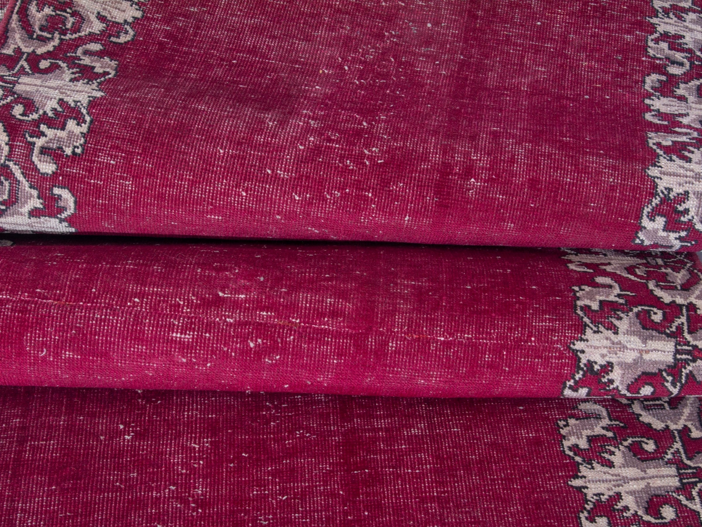 Persian Tabriz runner rug in burgundy and cream, view 15 of 17