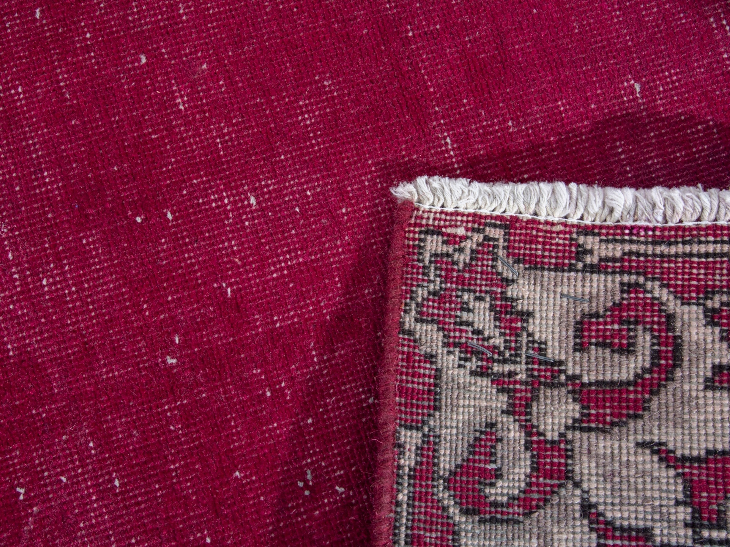 Persian Tabriz runner rug in burgundy and cream, view 17 of 17