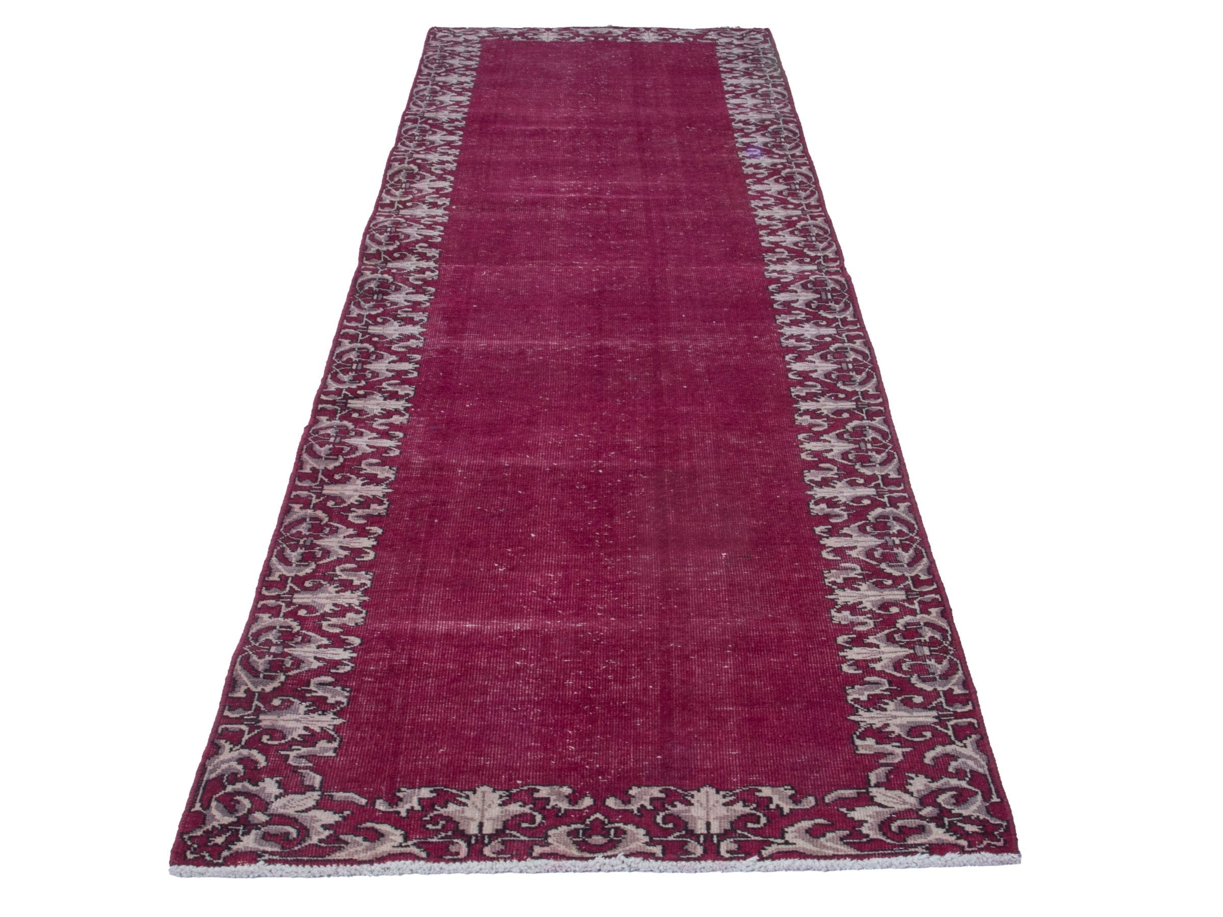 Persian Tabriz runner rug in burgundy and cream, view 2 of 17