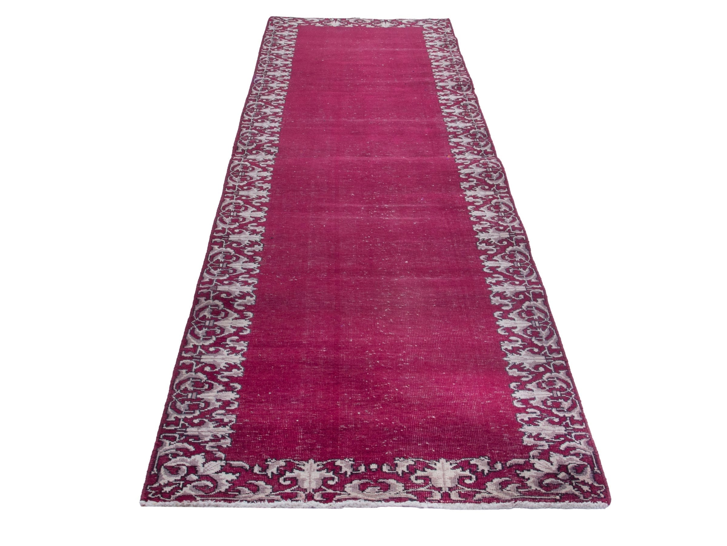 Persian Tabriz runner rug in burgundy and cream, view 3 of 17