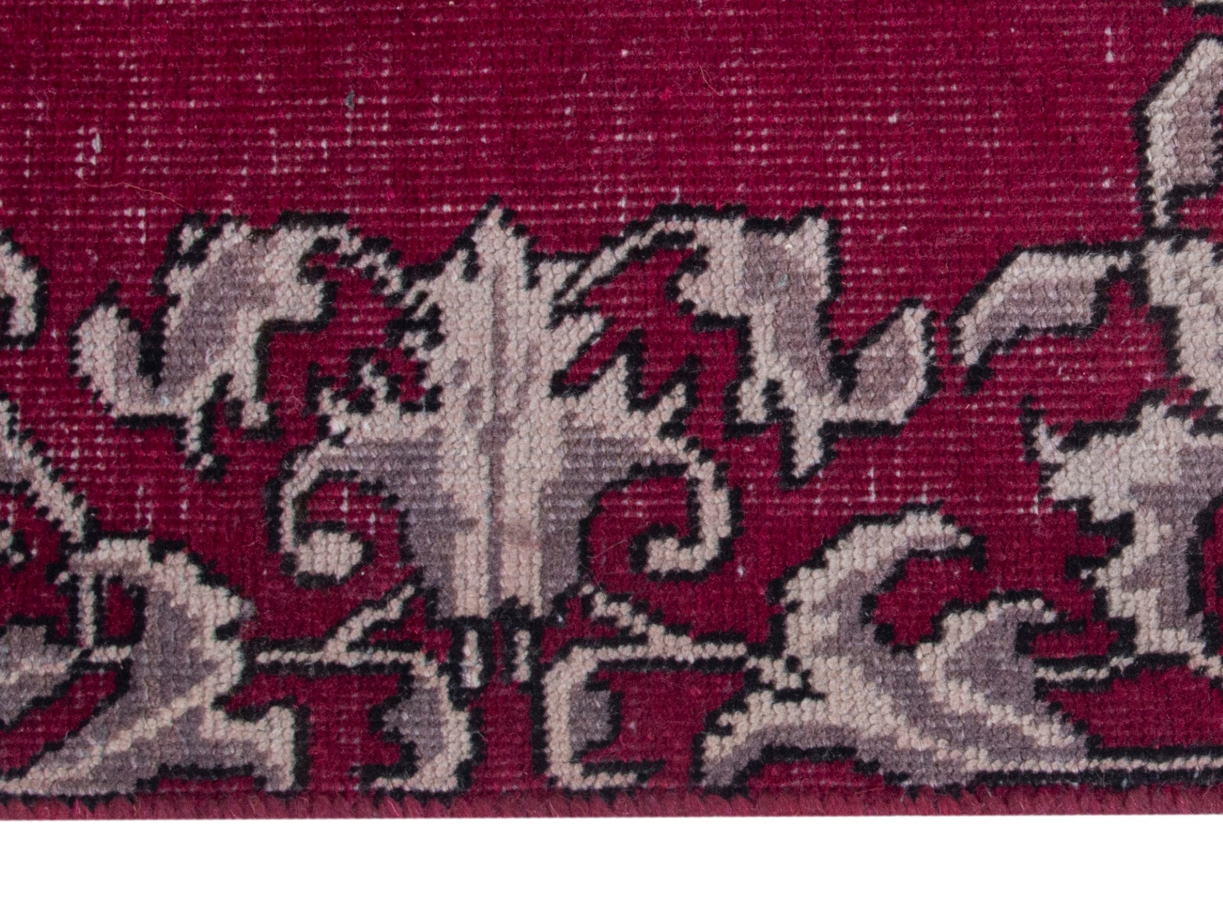 Persian Tabriz runner rug in burgundy and cream, view 10 of 17