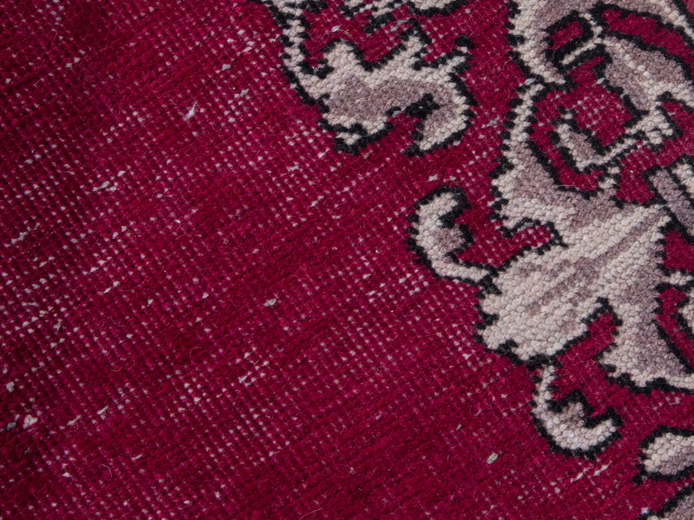 Persian Tabriz runner rug in burgundy and cream, view 9 of 17
