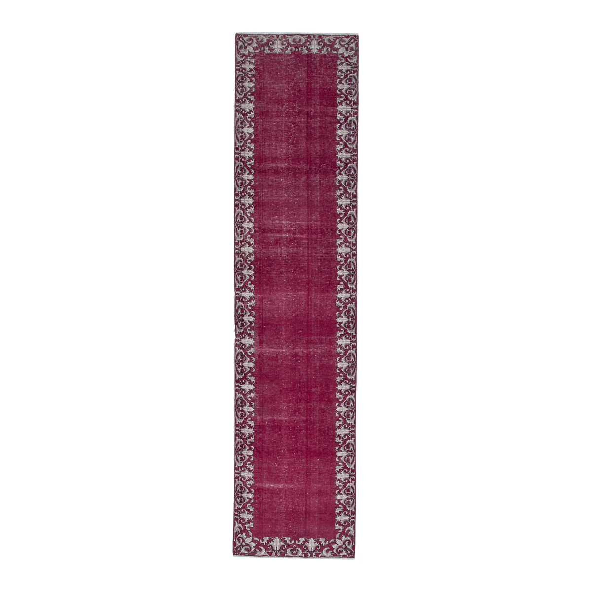 Persian Tabriz runner rug in burgundy and cream, 2'9" x 12'3"