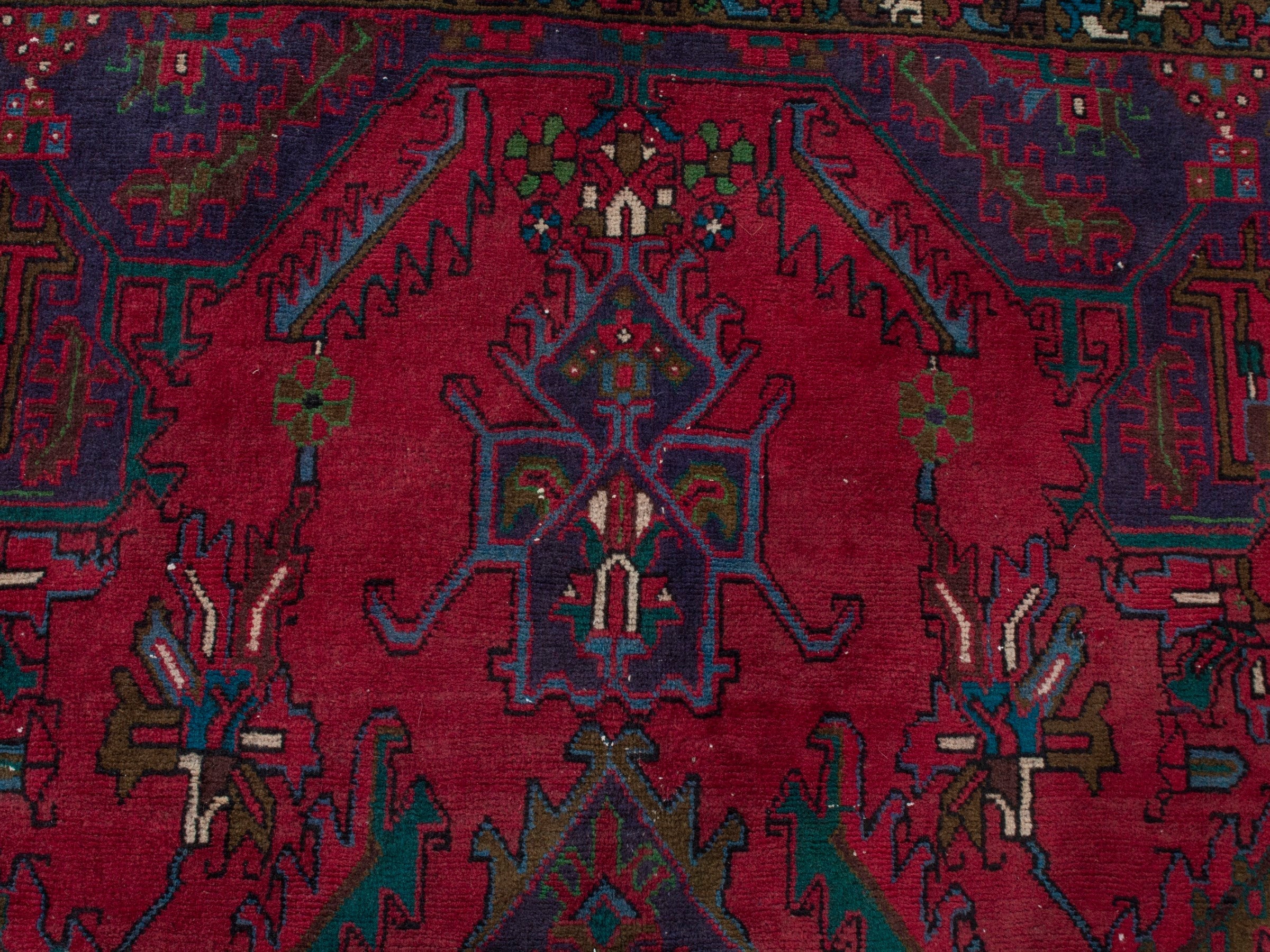 Persian Gorevan oversized rug in deep red and dark blue, view 13 of 21