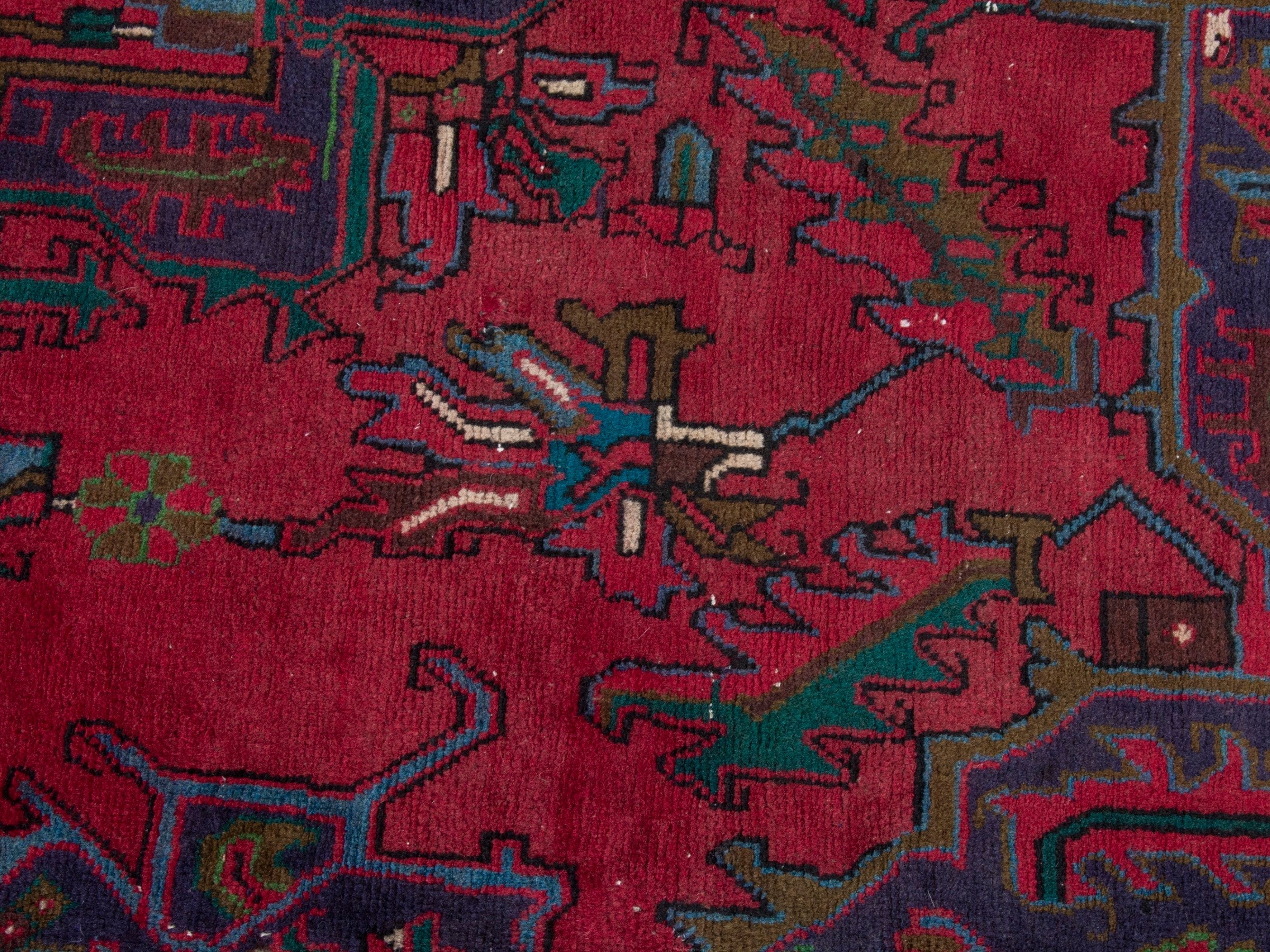 Persian Gorevan oversized rug in deep red and dark blue, view 16 of 21