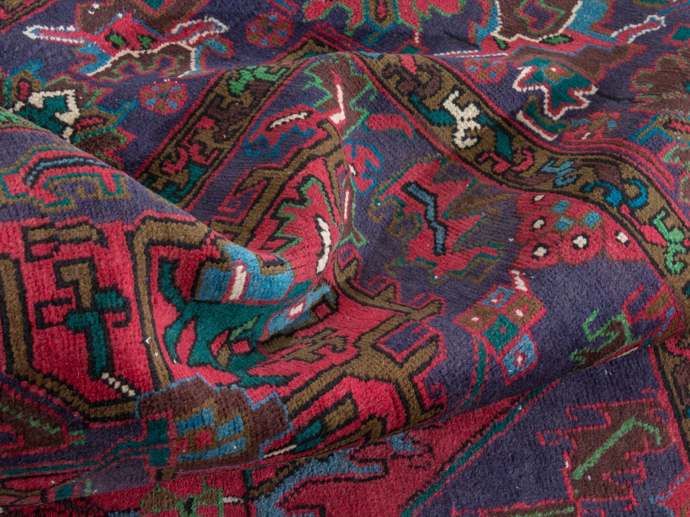 Persian Gorevan oversized rug in deep red and dark blue, view 19 of 21