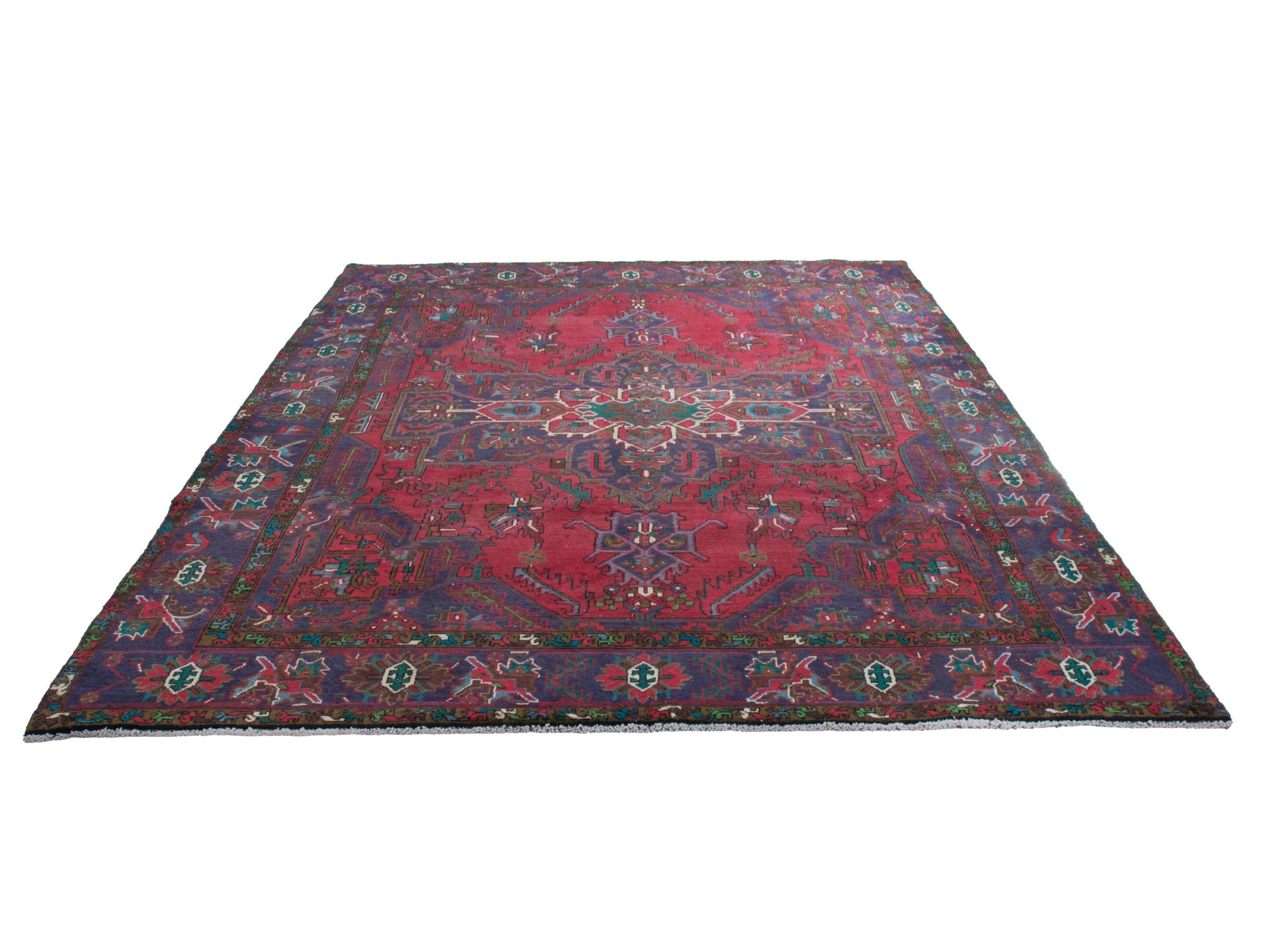 Persian Gorevan oversized rug in deep red and dark blue, view 3 of 21