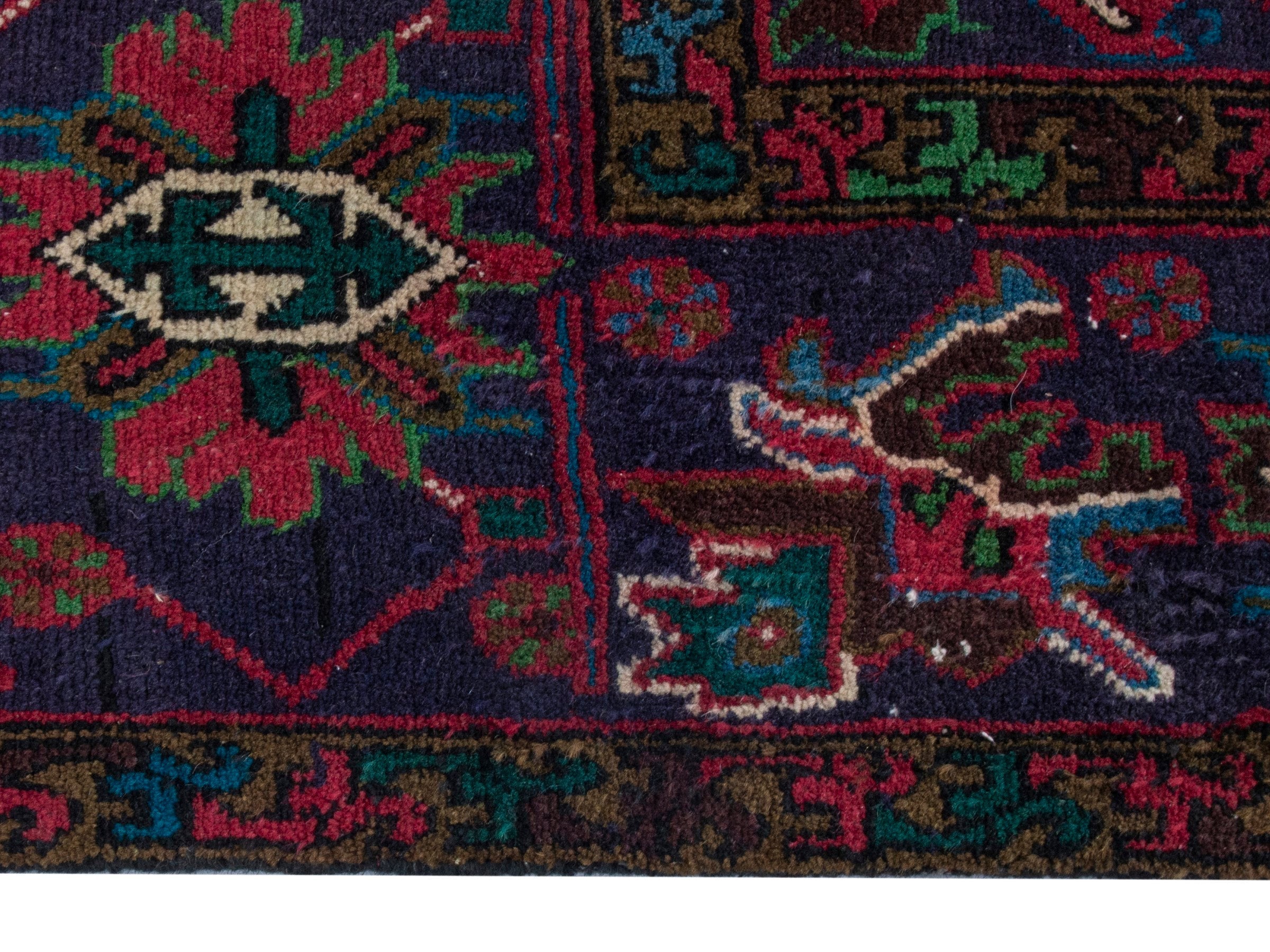 Persian Gorevan oversized rug in deep red and dark blue, view 10 of 21