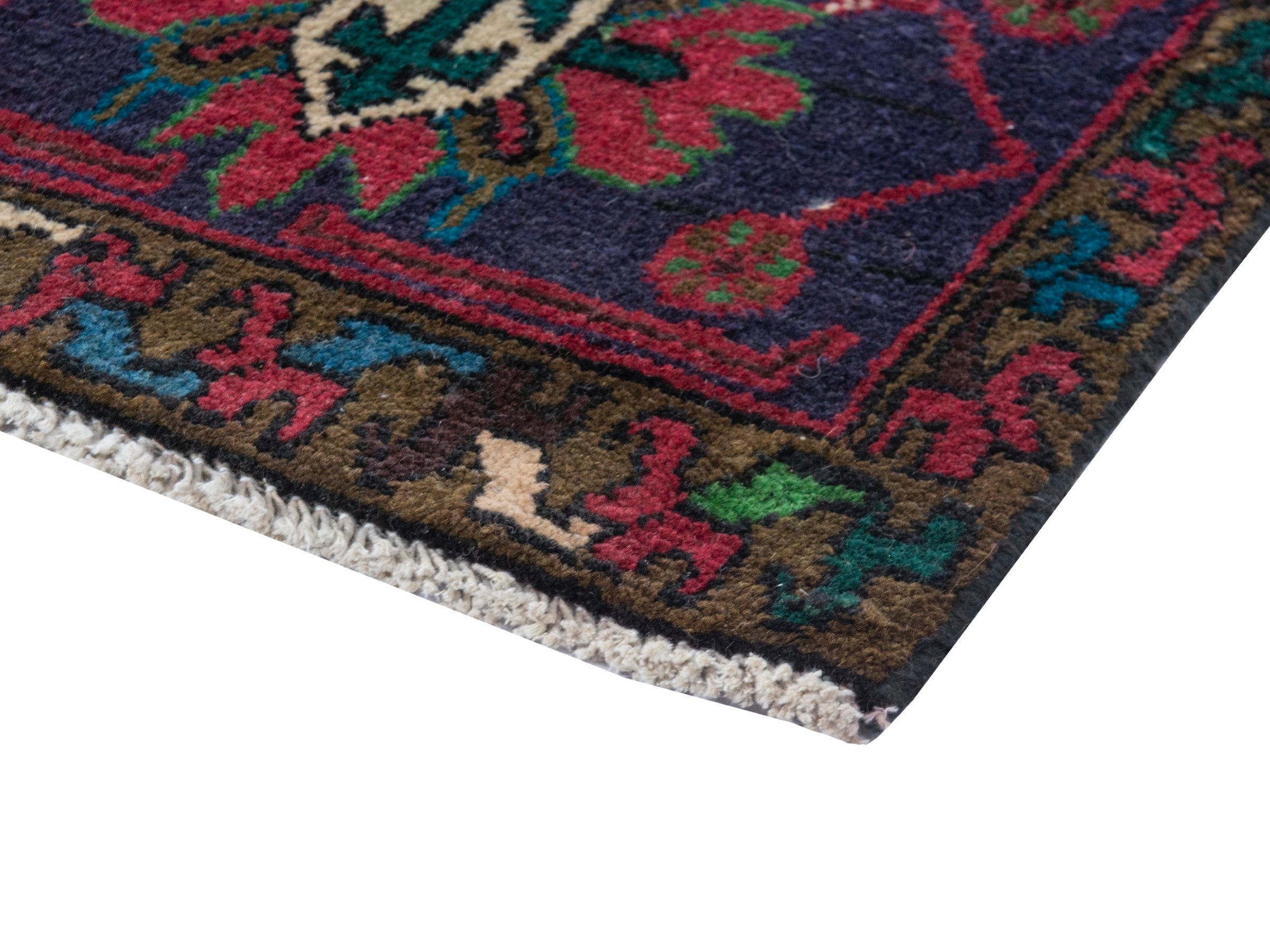 Persian Gorevan oversized rug in deep red and dark blue, view 5 of 21